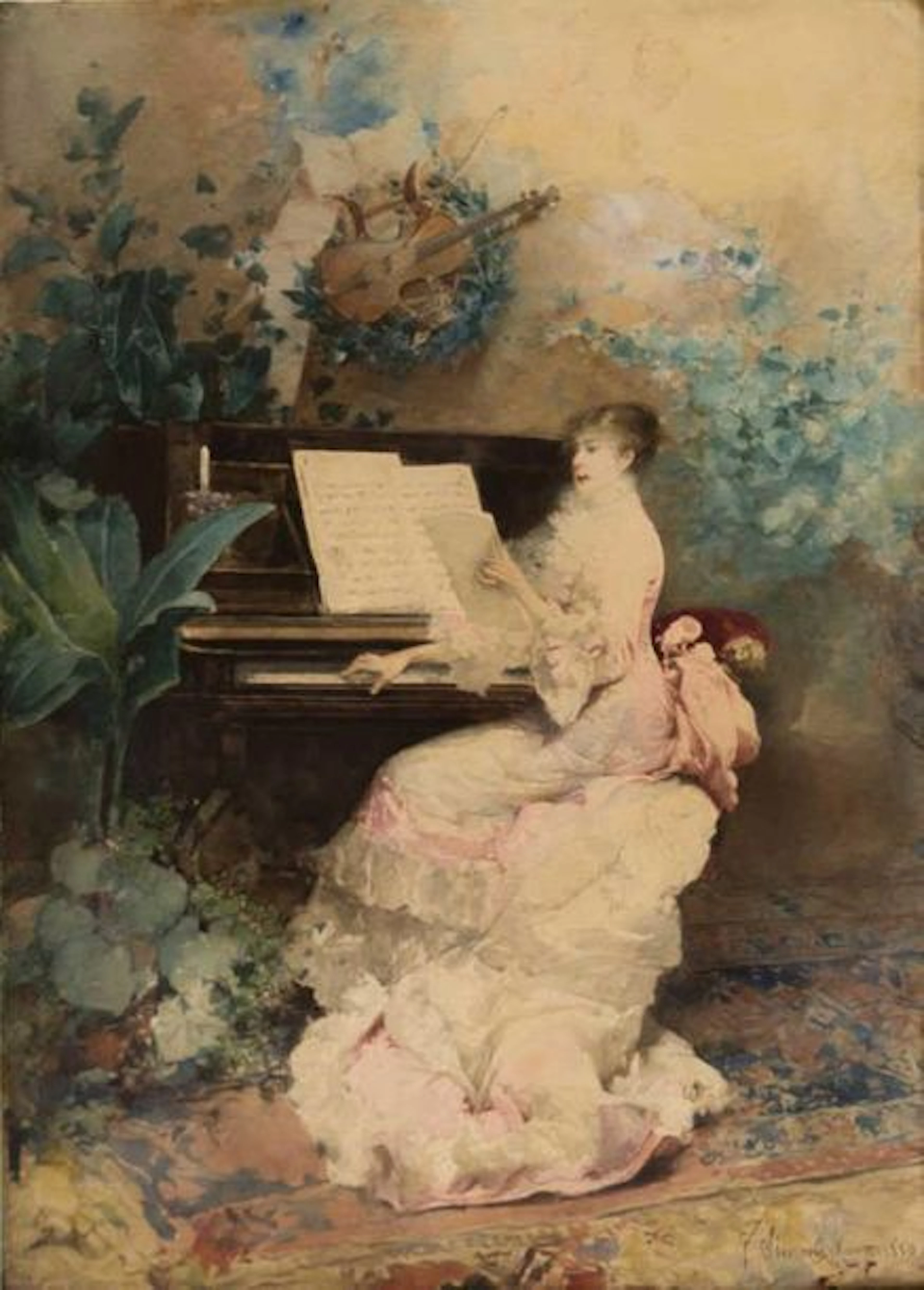 SIMONI Gustavo (1846-1926) Élégante au piano... - Lot 24 - Vasari Auction