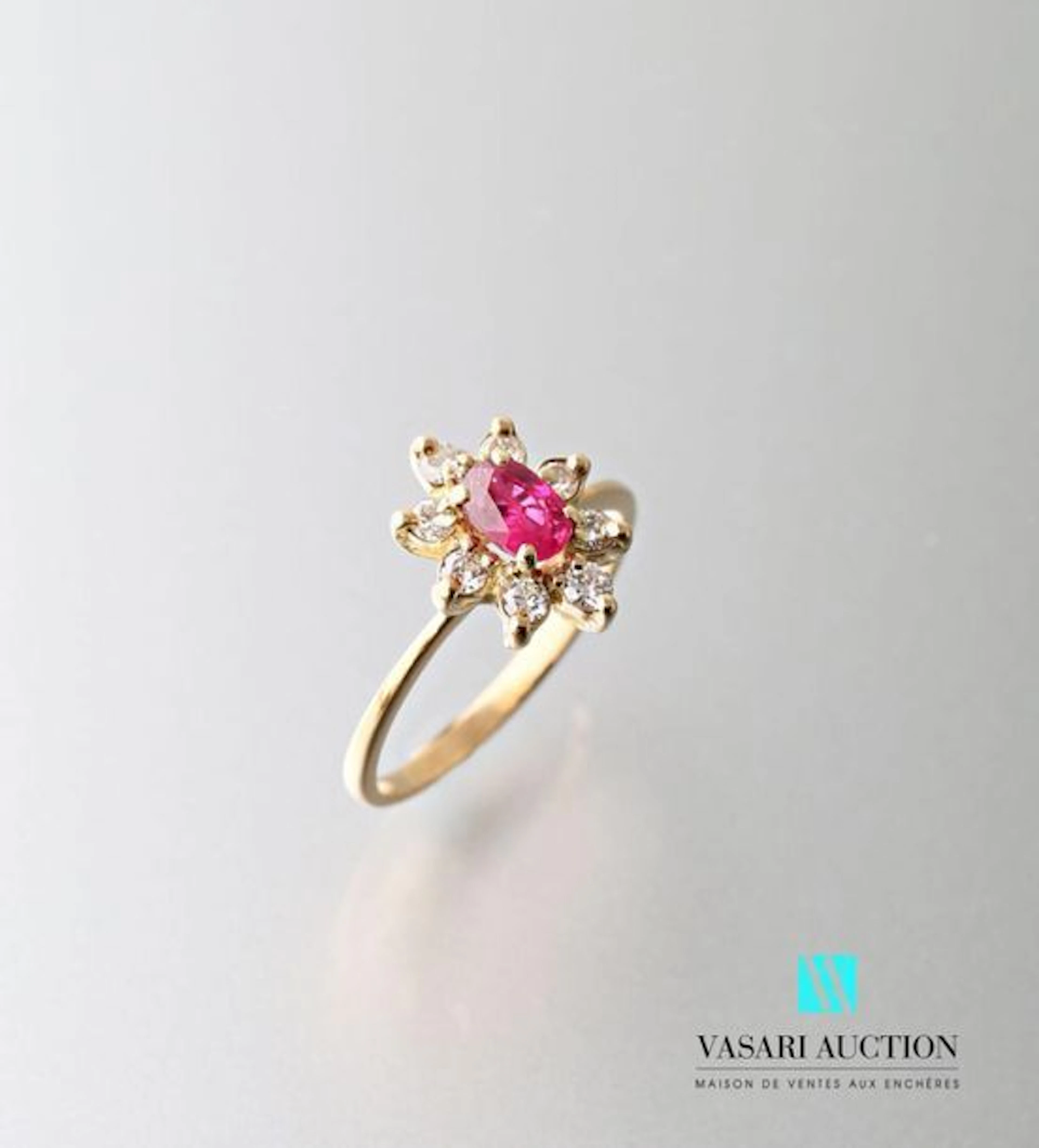 Bague pompadour en or jaune 750 millièmes... - Lot 187 - Vasari Auction