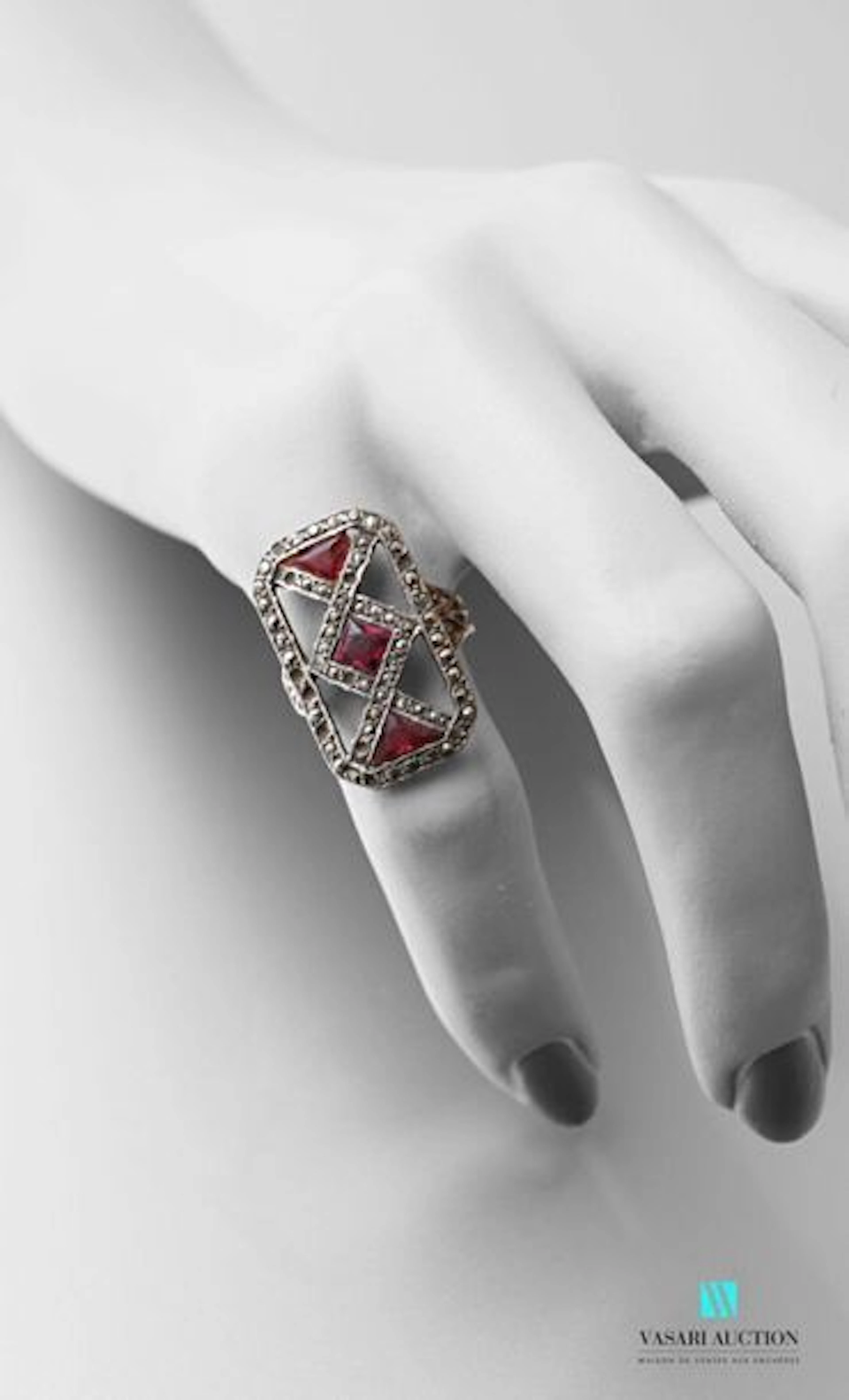 Bague XIXème siècle en or 750 et argent 950... - Lot 18 - Vasari Auction