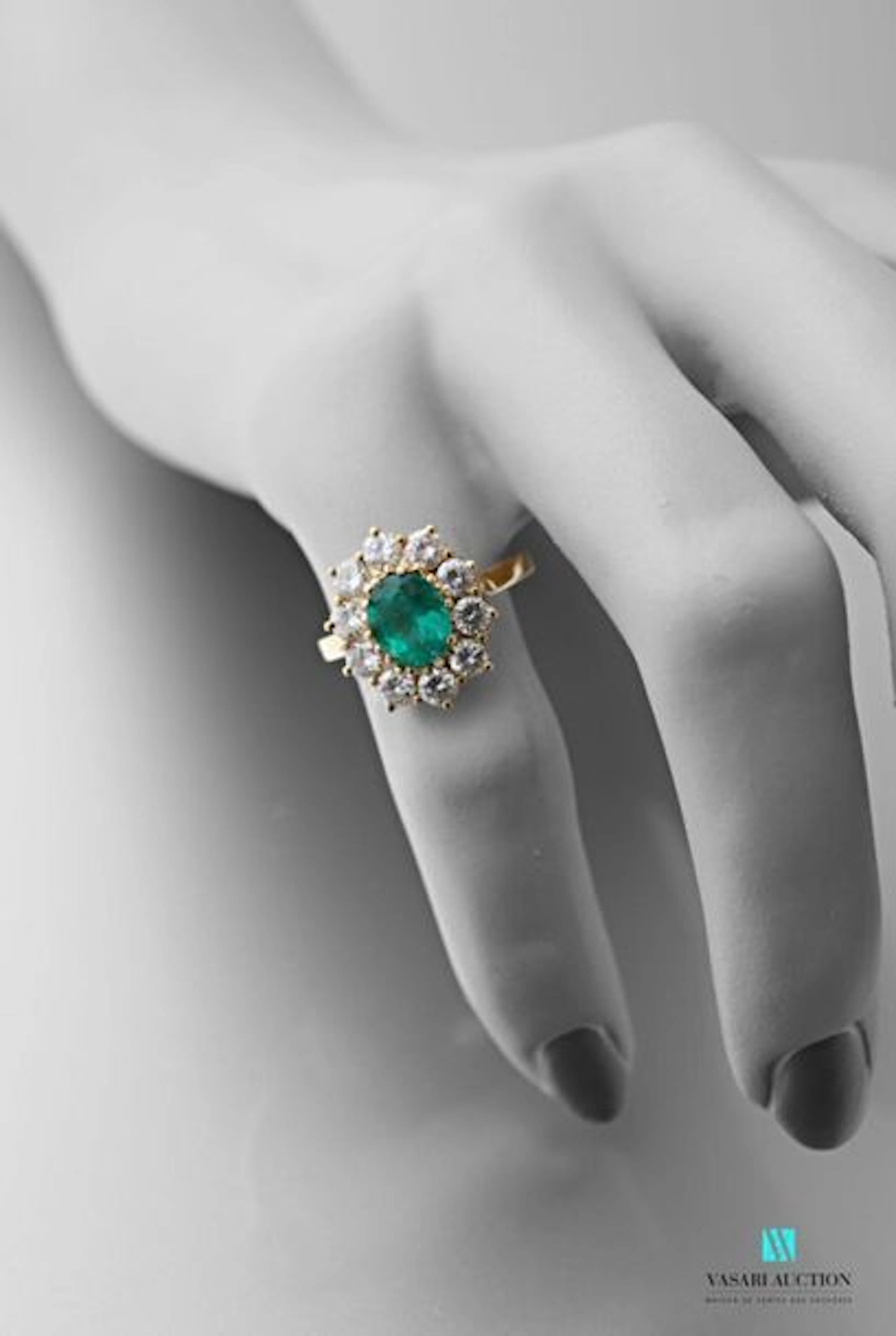 Bague pompadour en or jaune 750 millièmes... - Lot 71 - Vasari Auction