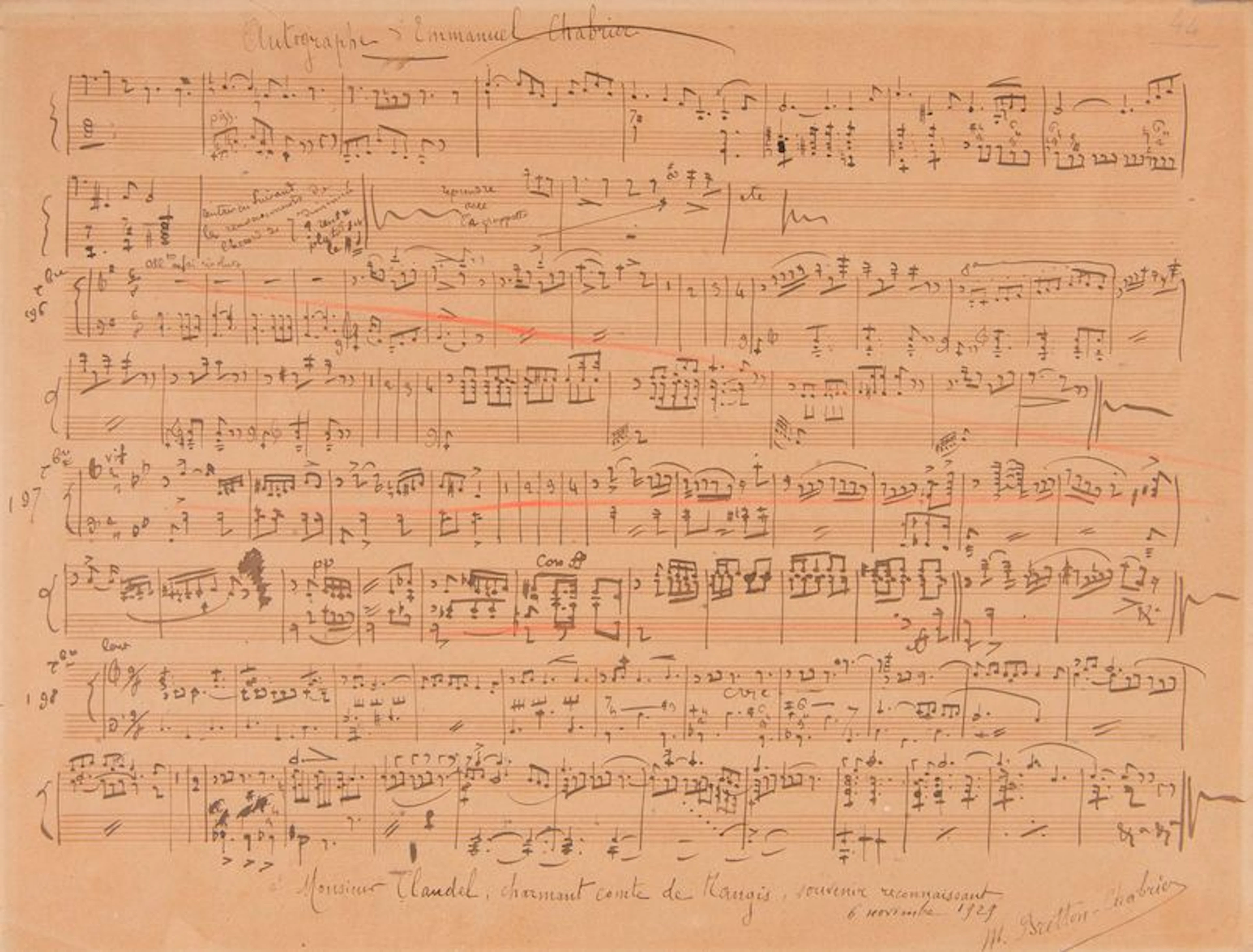 Emmanuel CHABRIER (1841-1894). Manuscrit…