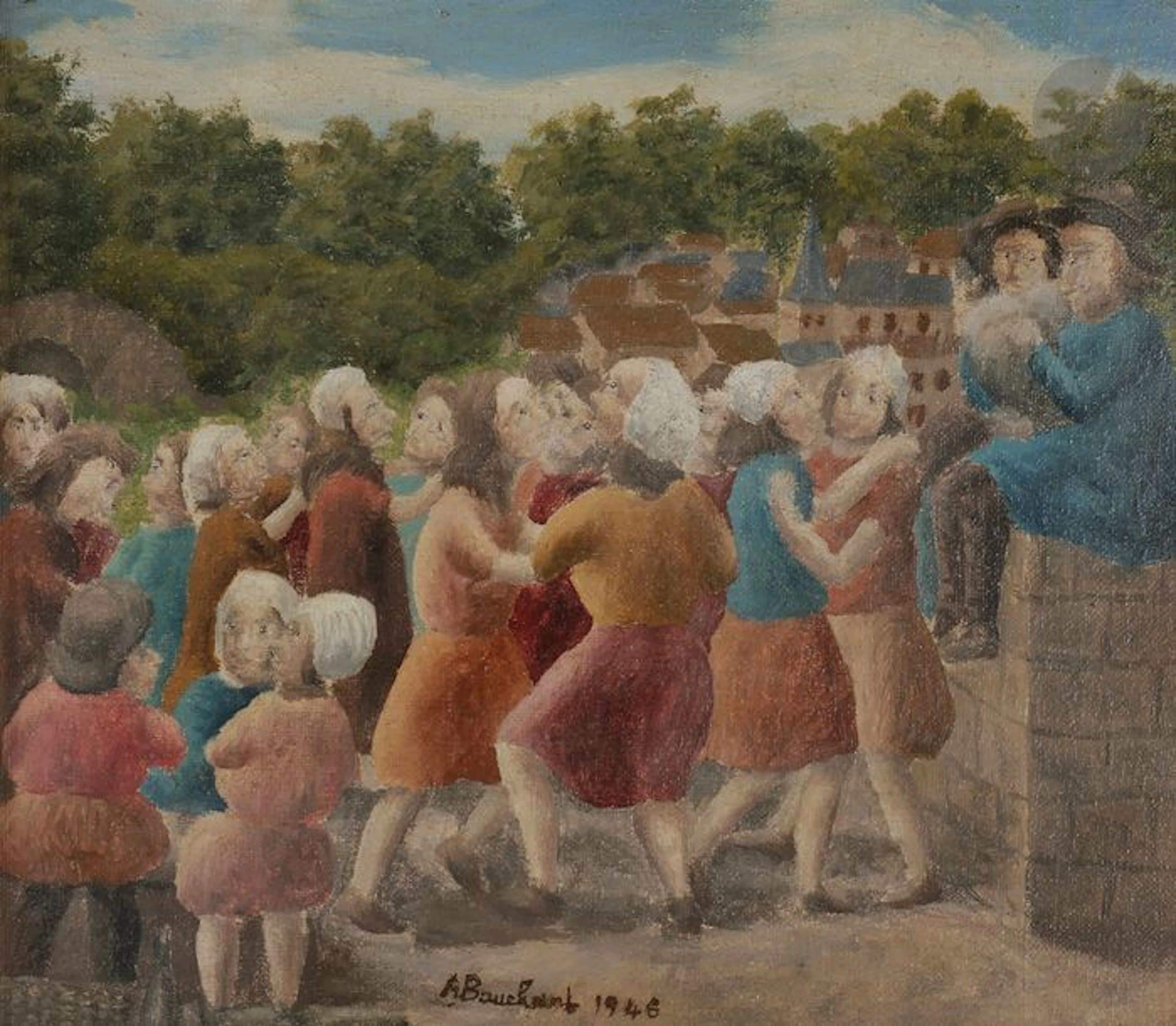 André BAUCHANT (1873-1958) La Fête villageoise,...