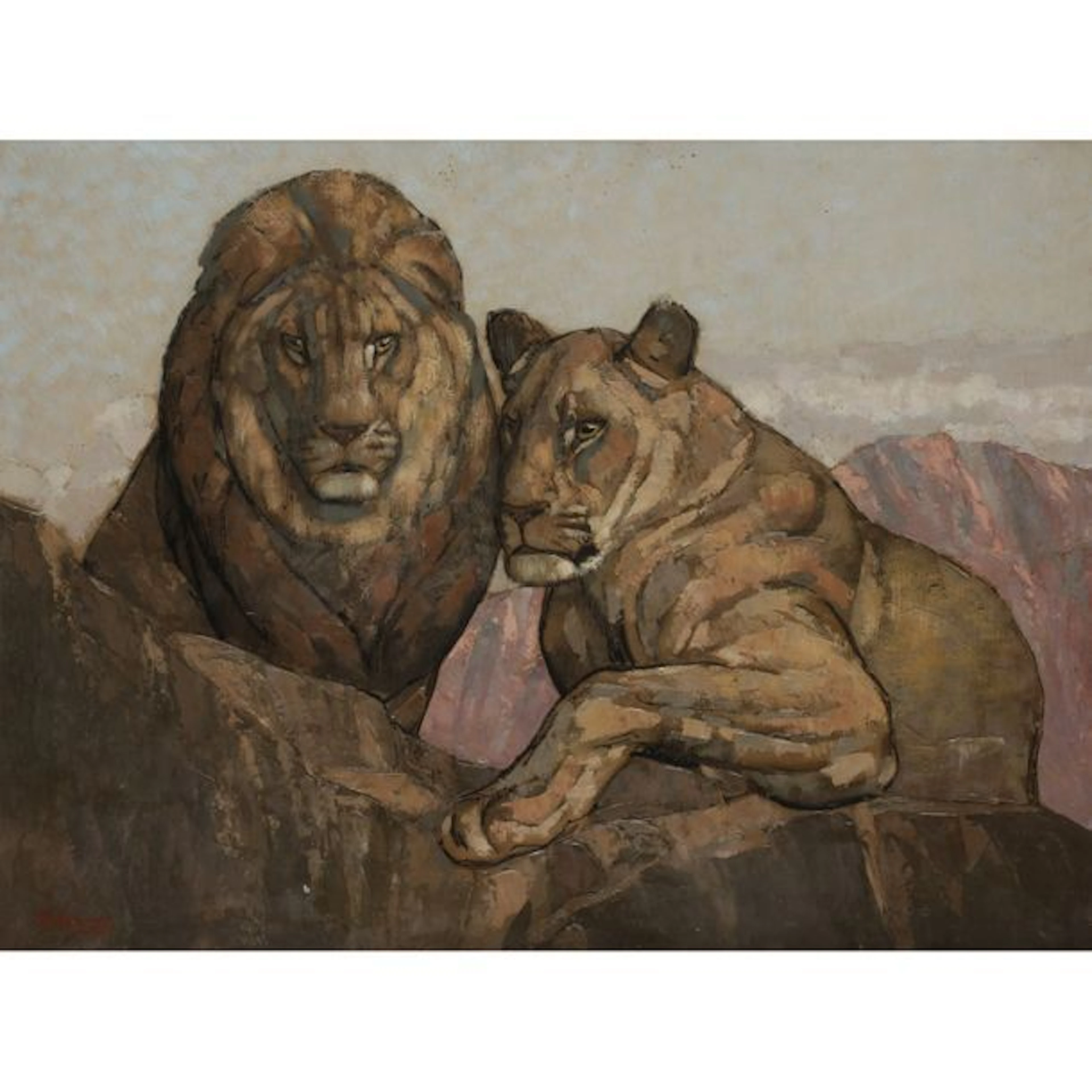 PAUL JOUVE (1878-1973) Lion et lionne Technique...