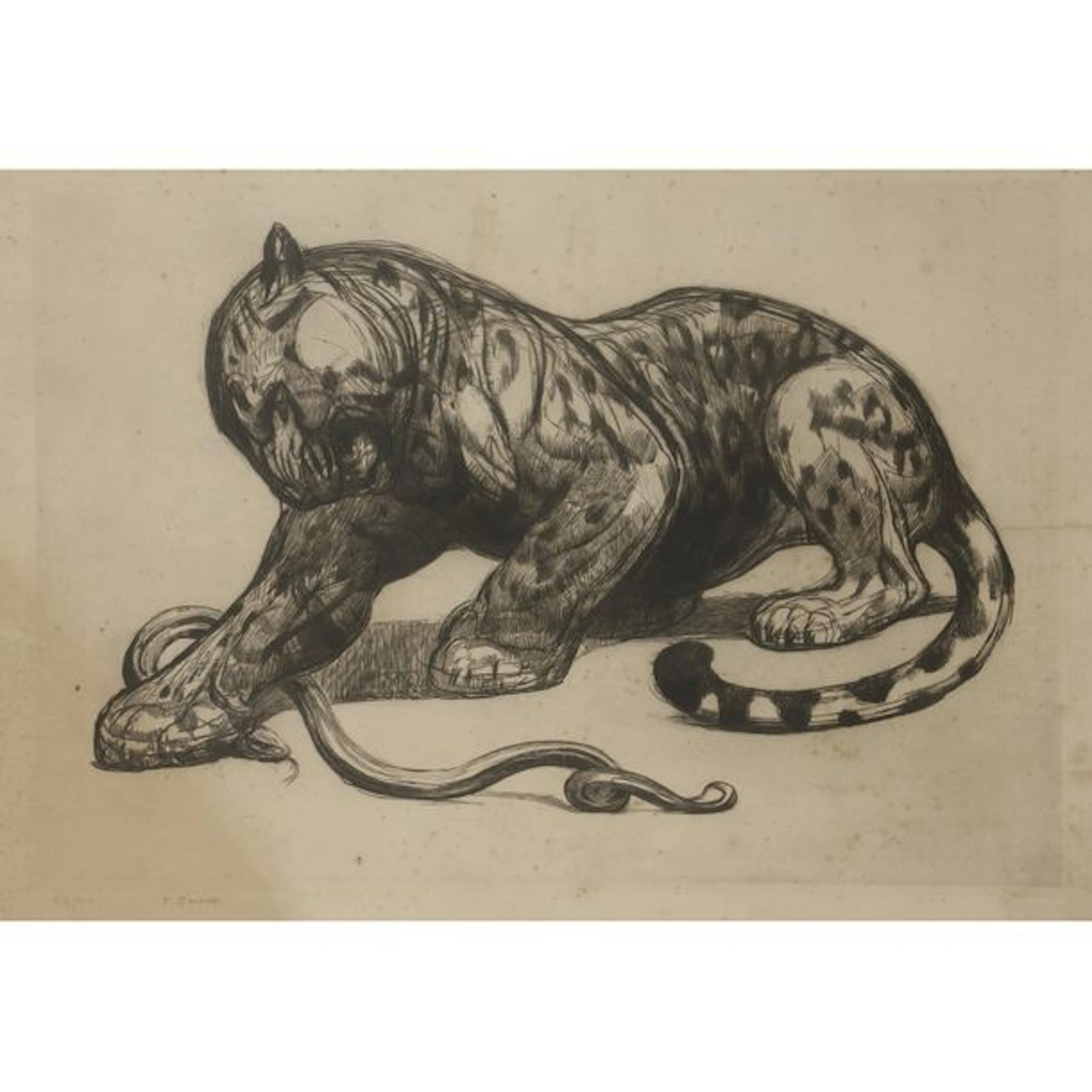 PAUL JOUVE (1878-1973) Jaguar et serpent,...
