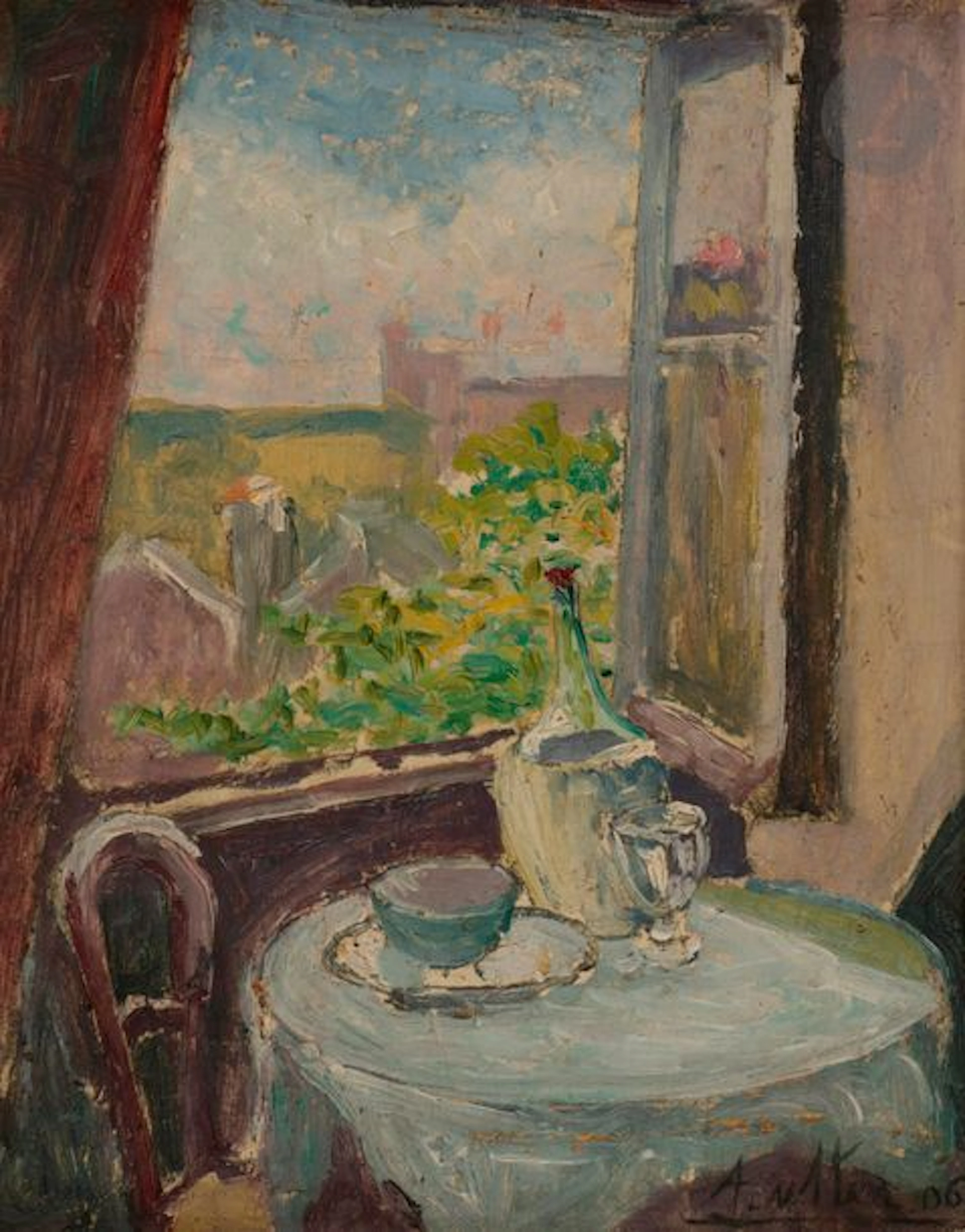 André UTTER (1886-1948) Guéridon devant la...