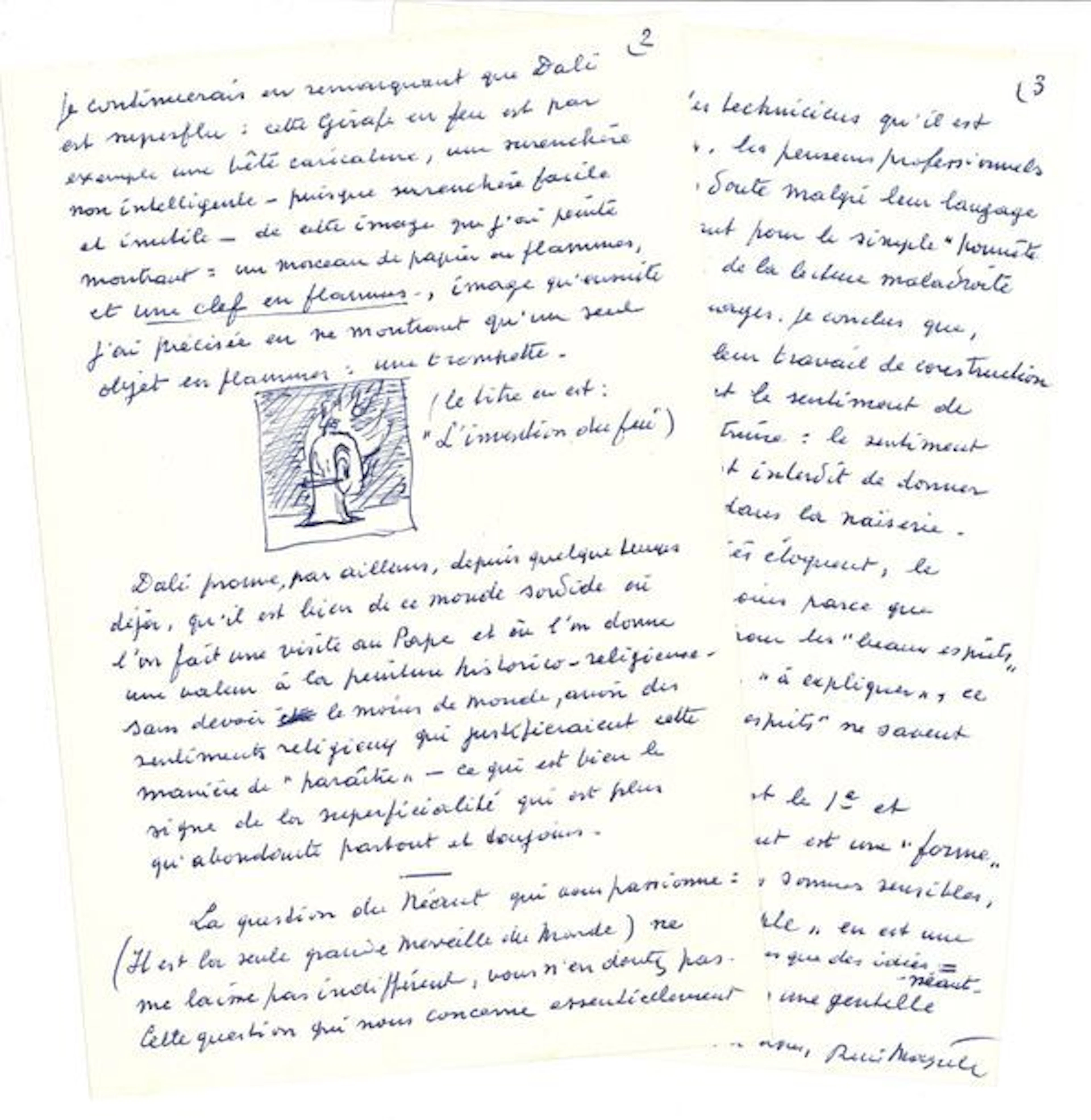 René MAGRITTE (1898-1967). L.A.S. avec dessin,...