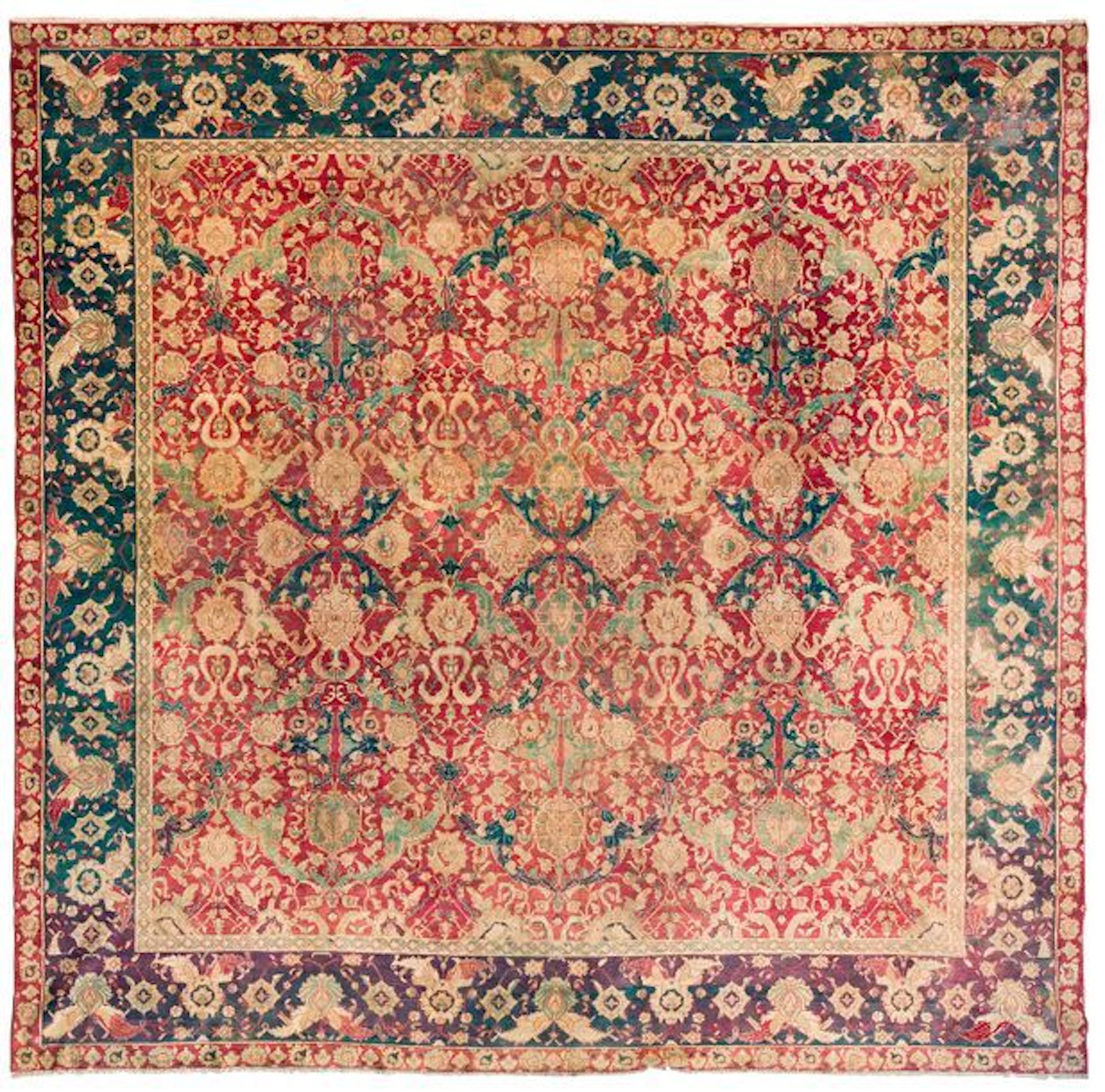 AGRA, XIXe siècle Très rare tapis indien...