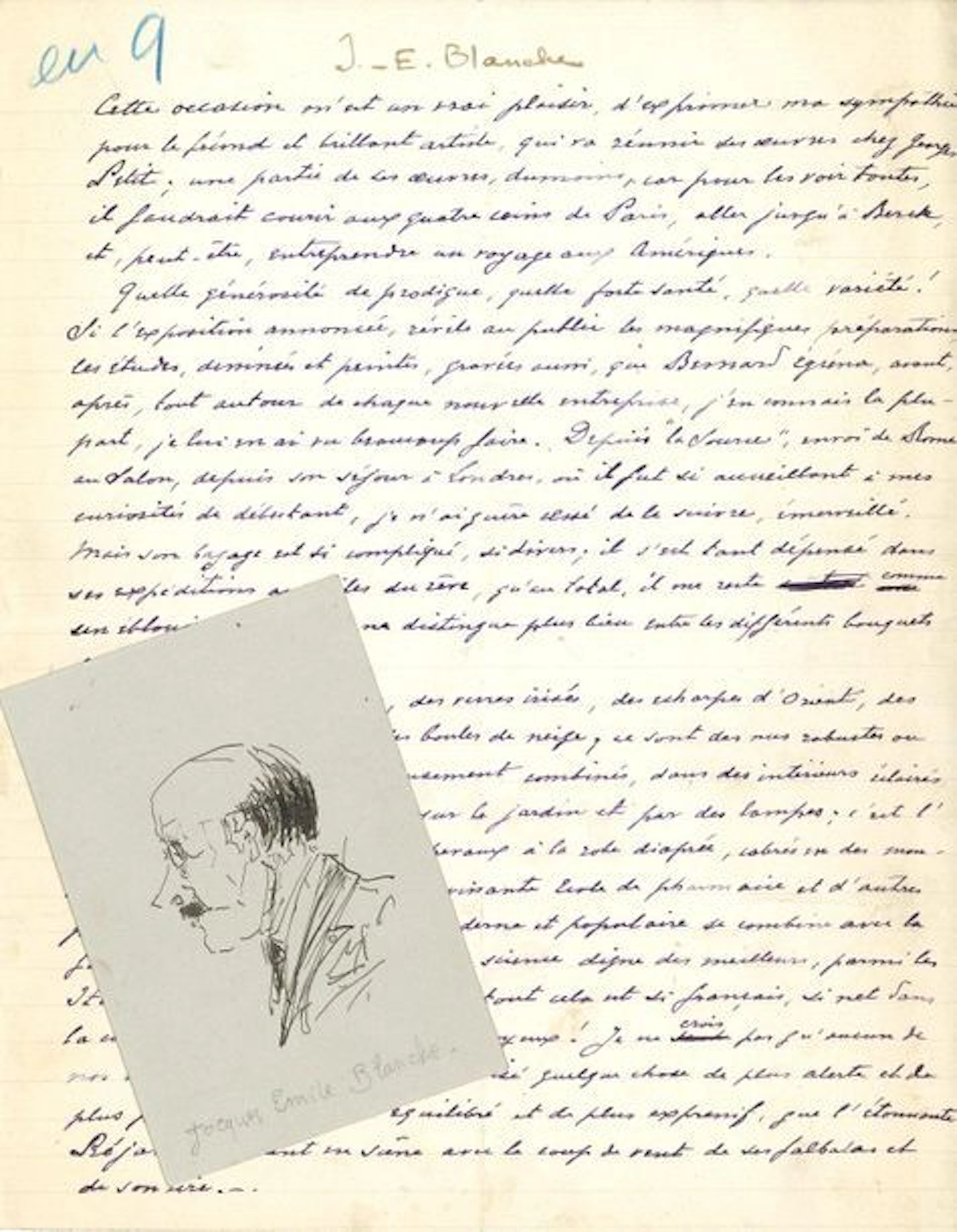 Jacques-Émile BLANCHE (1861-1942). Manuscrit...