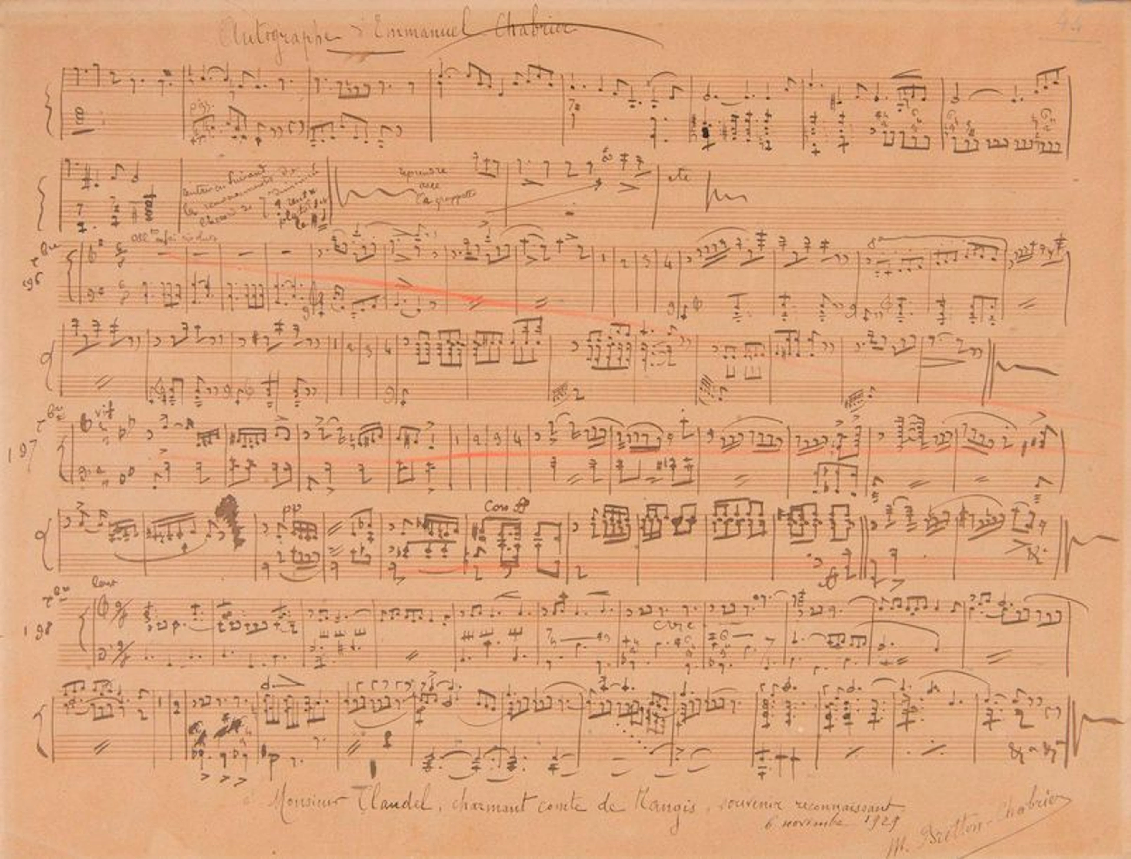Emmanuel CHABRIER (1841-1894). Manuscrit...
