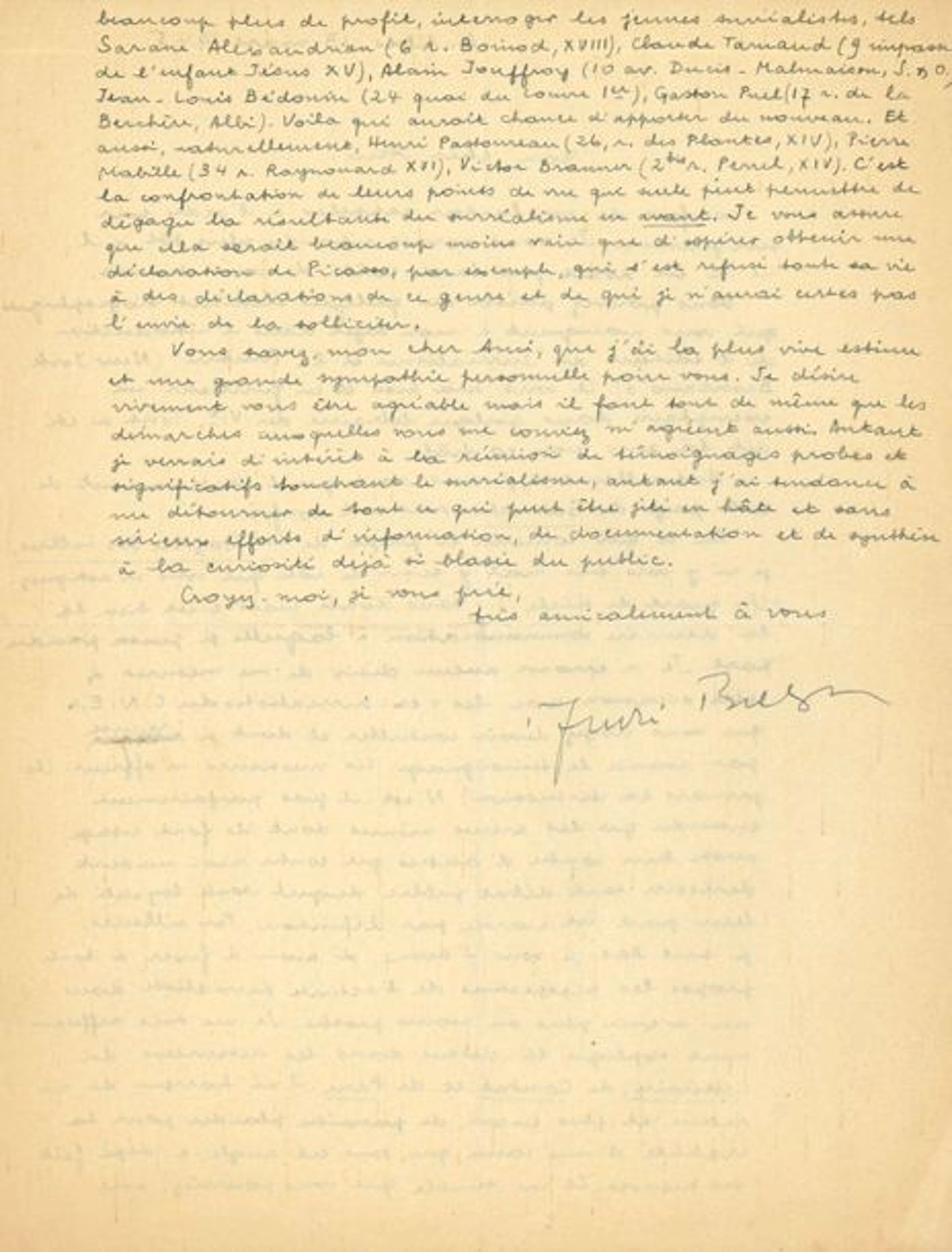 André BRETON. L.A.S., Antibes 13 mars 1948,...