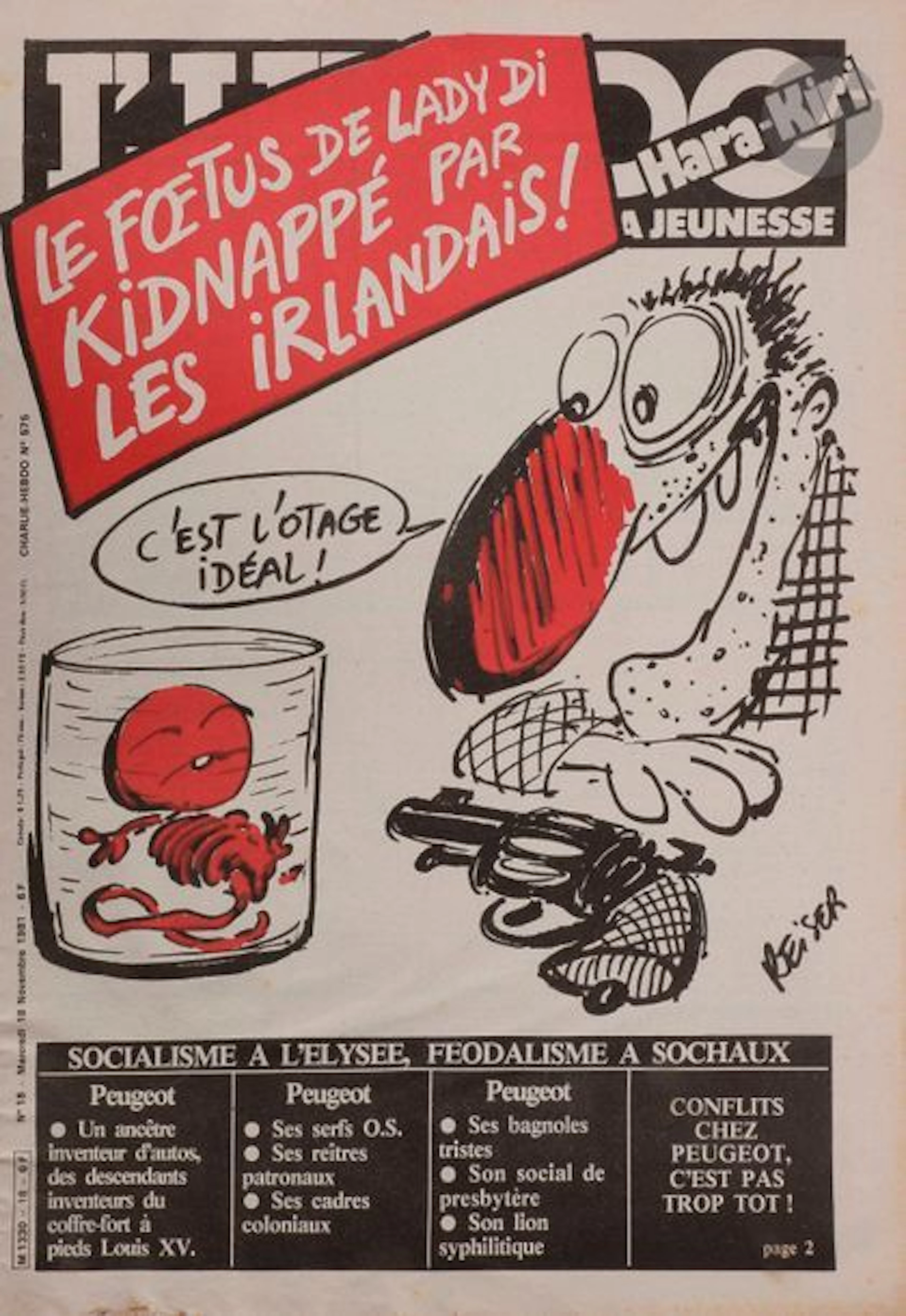 REISER. Ensemble de 102 numéros d’Hara-Kiri...