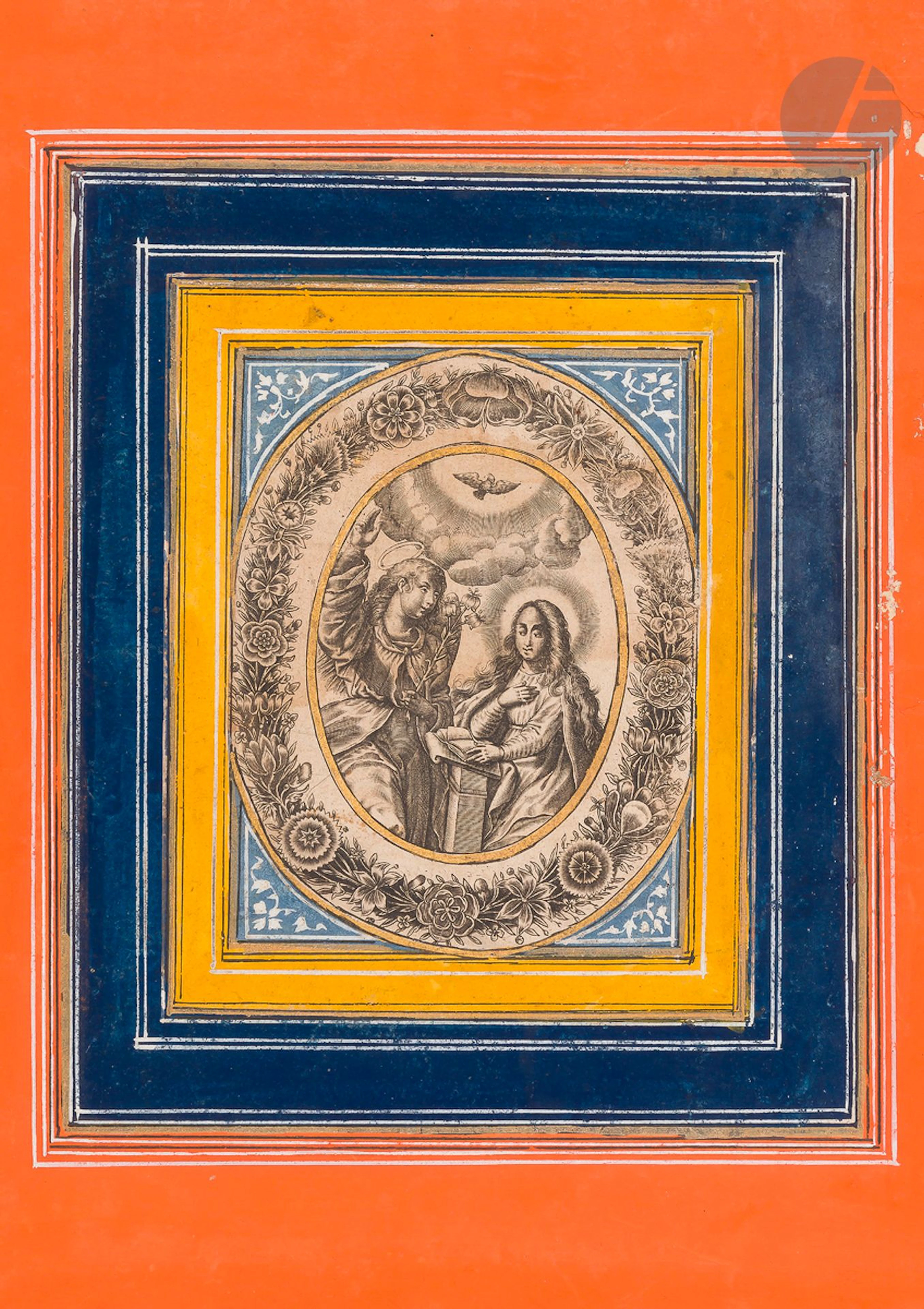 Page d’album ornée d’une gravure de scène... - Lot 76 - Ader