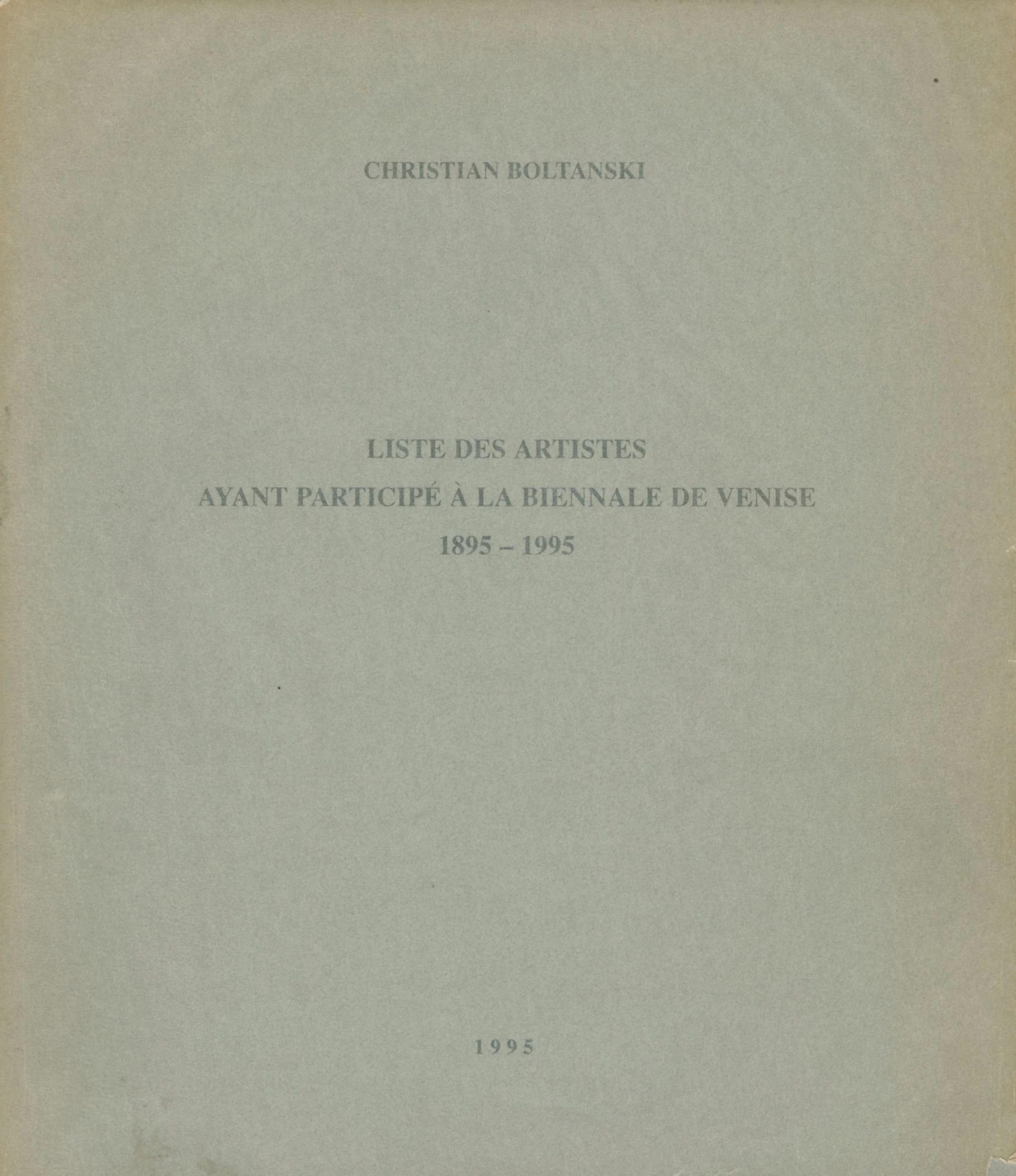 BOLTANSKI, CHRISTIAN (1944) Liste des Artistes... - Lot 229 - Ader