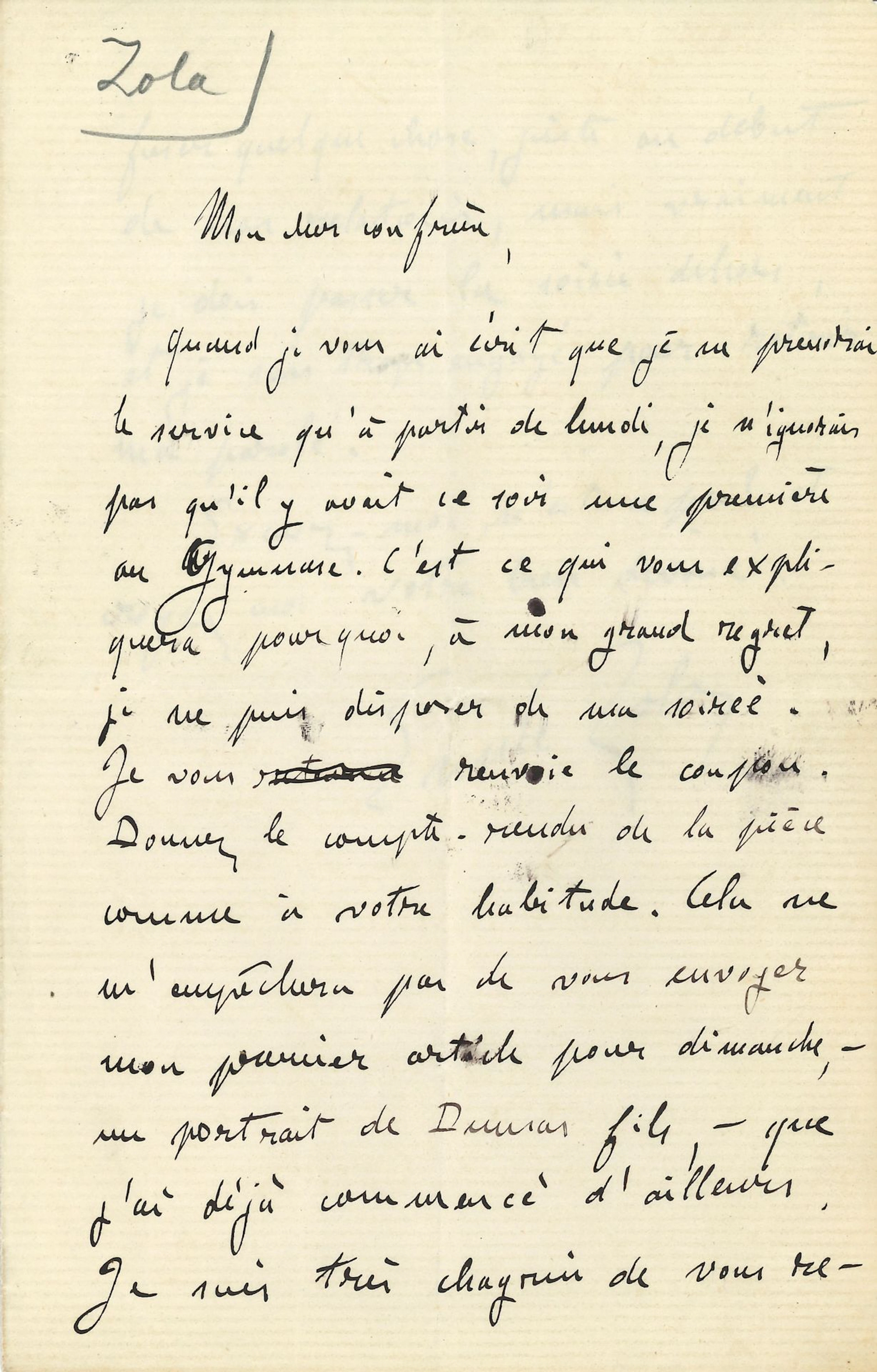 Émile ZOLA. L.A.S., [4 avril ? 1876], à un... - Lot 169 - Ader