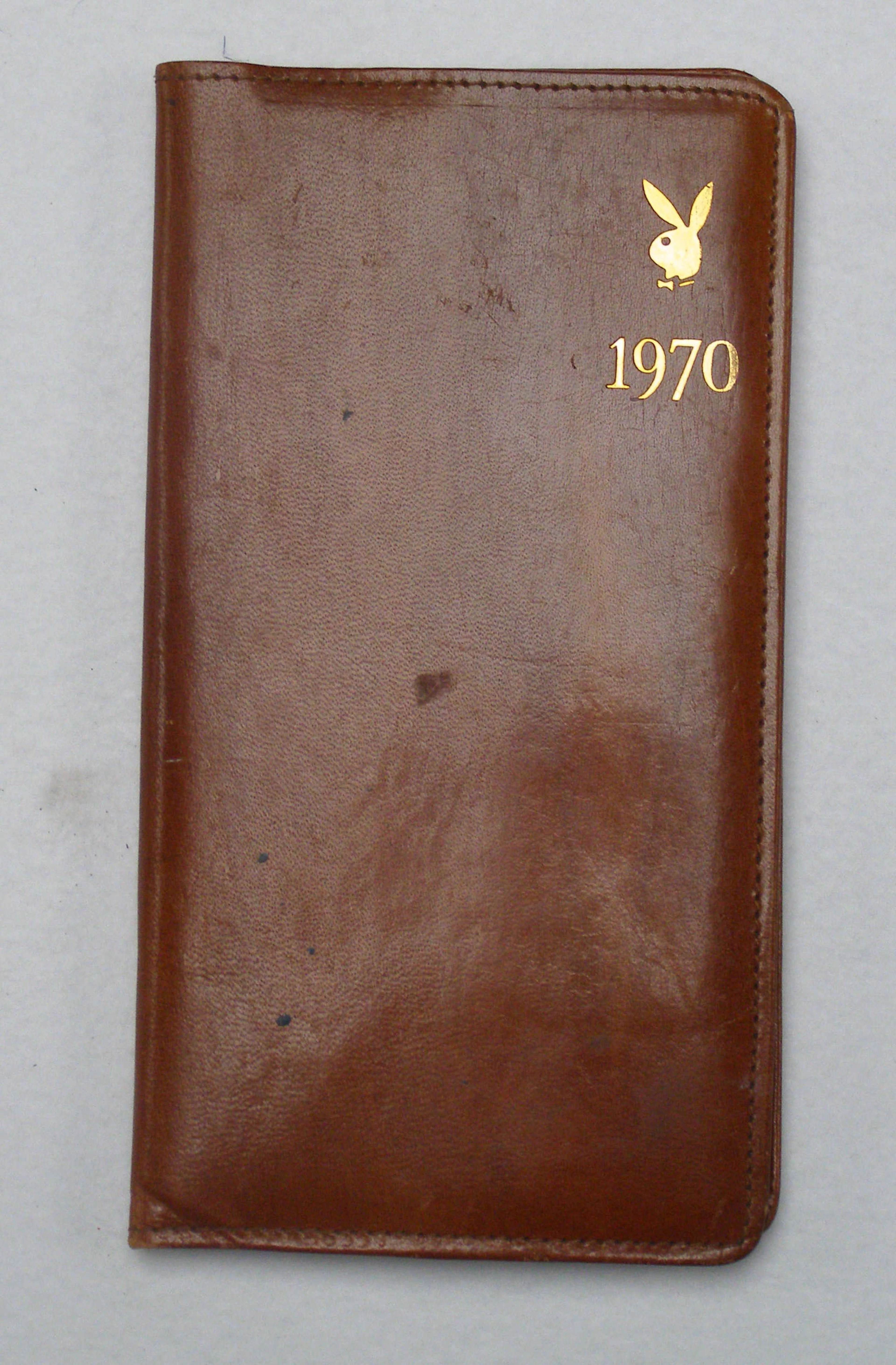 Francis Bacon; 1970 brown leather Playboy diary (page a month) with entries in his hand. Entries only covering the first three months of the year in various coloured inks