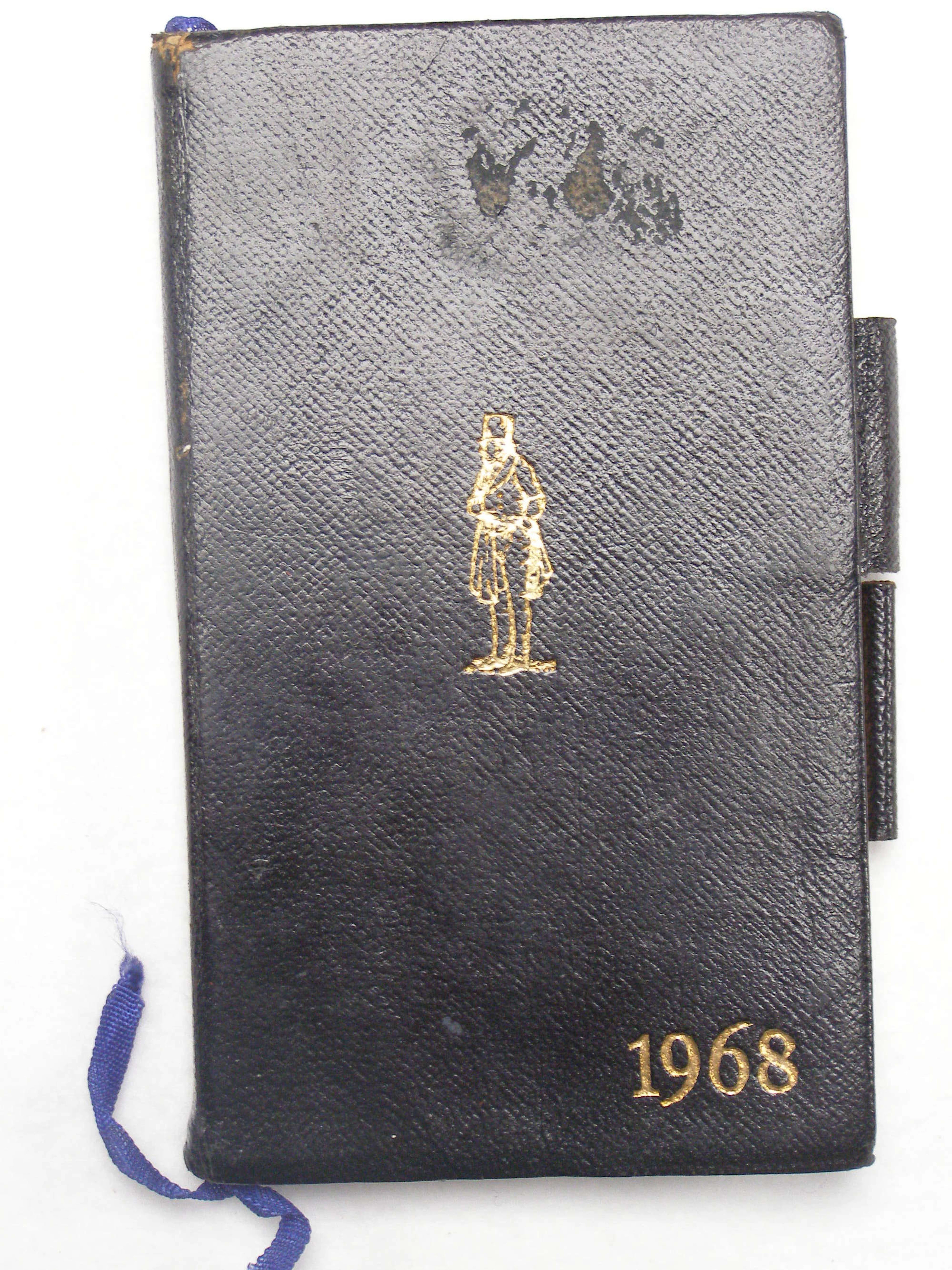 Francis Bacon; Crockfords black leather pocket diary for 1968. Entries in Bacon's hand in green ink and pencil include a series of numbers