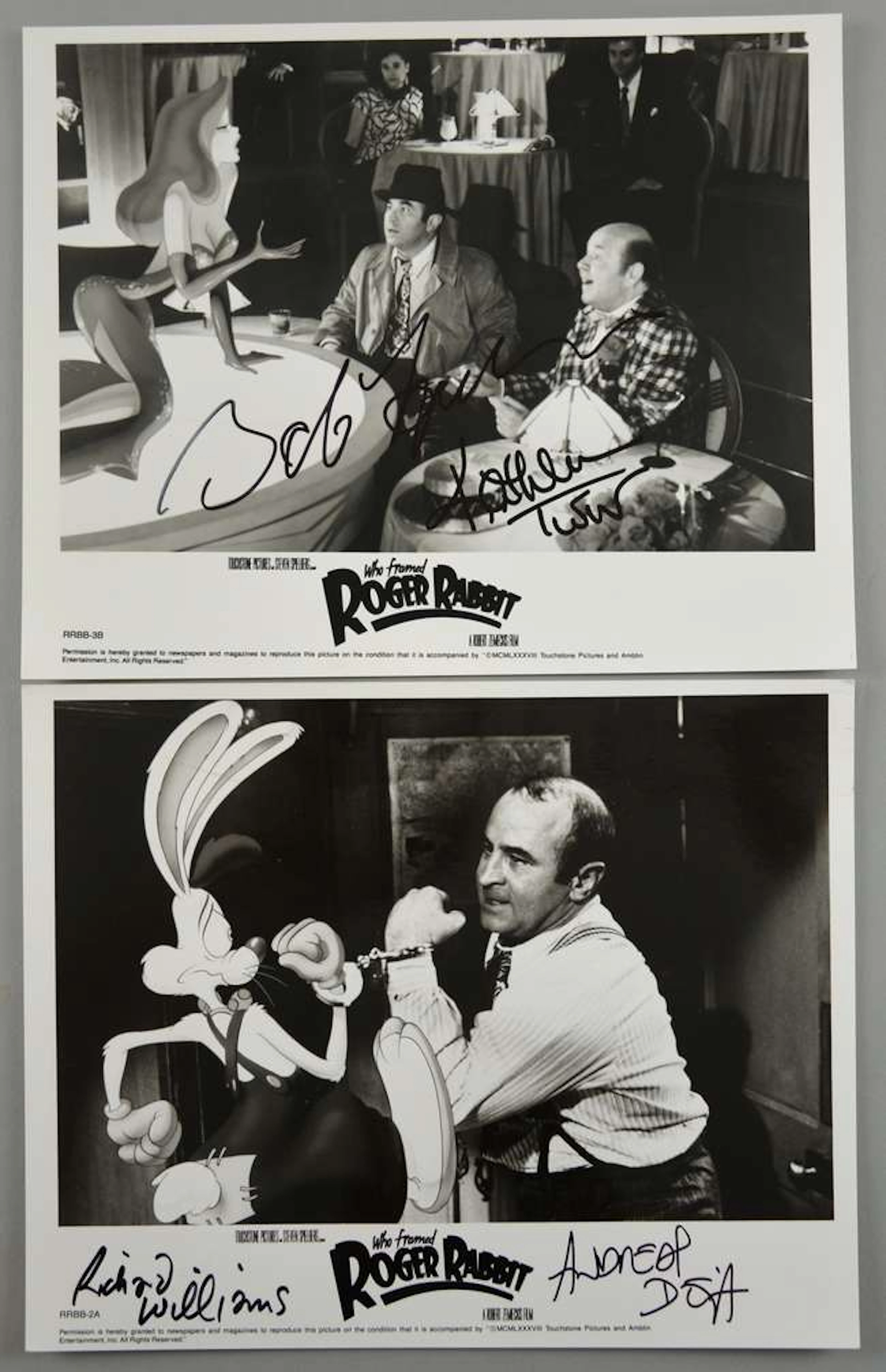 Who Framed Roger Rabbit - Two photographs signed by Bob Hoskins