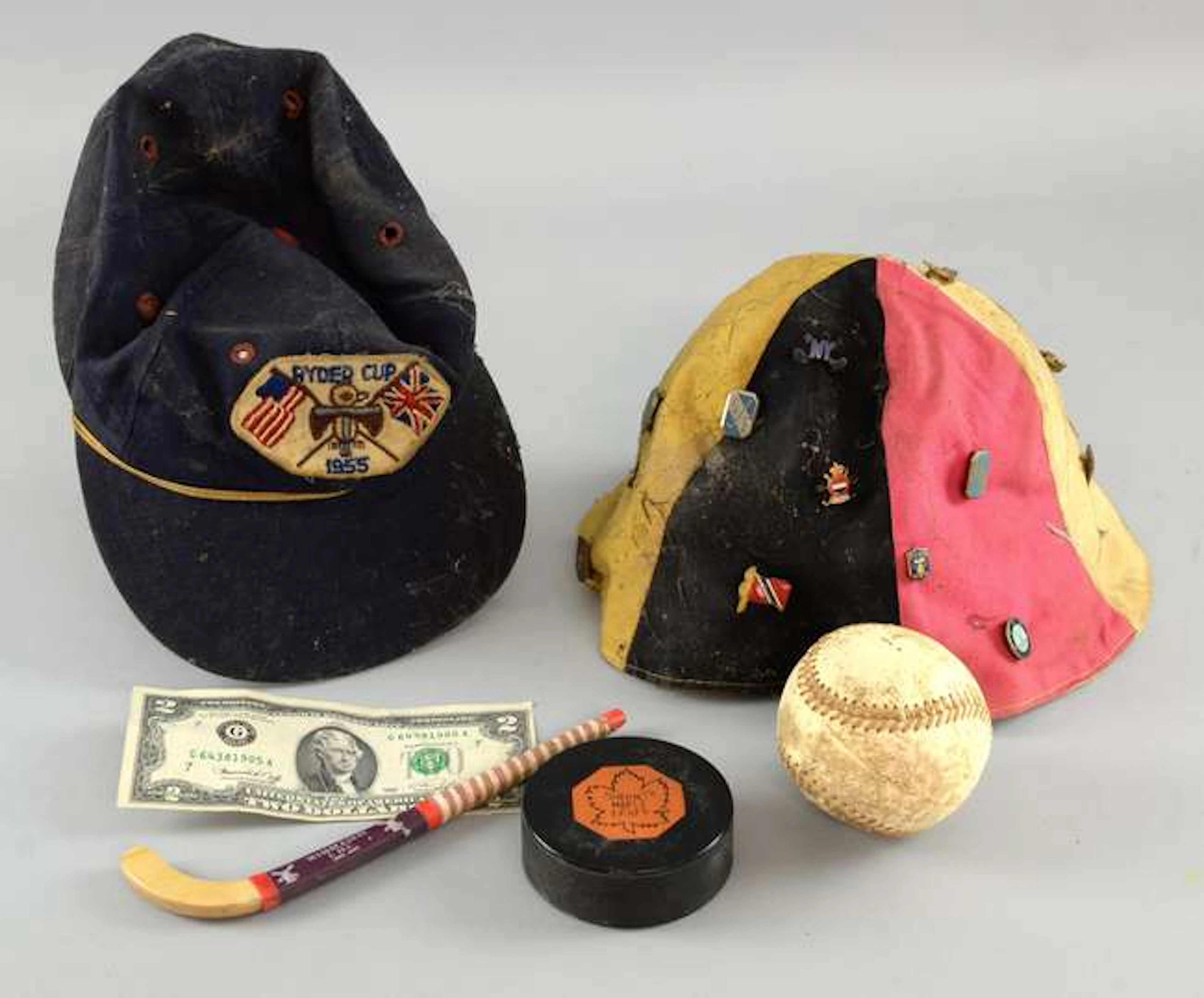 Laurie Pignon - Sports: Ryder Cup 1955 commemorative cap; baseball;...