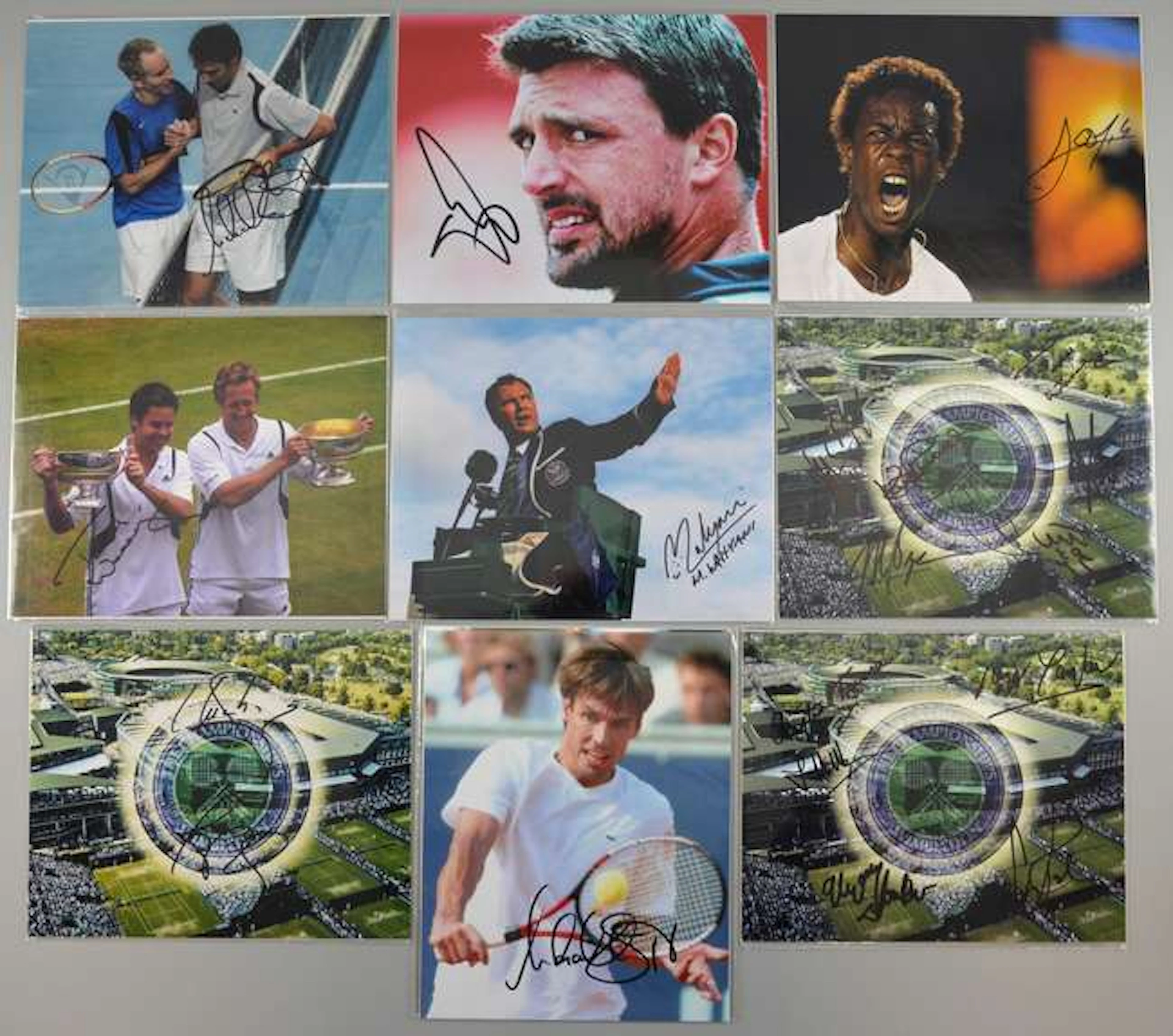 Tennis Memorabilia: 10 signed photographs bearing signatures of 22 players