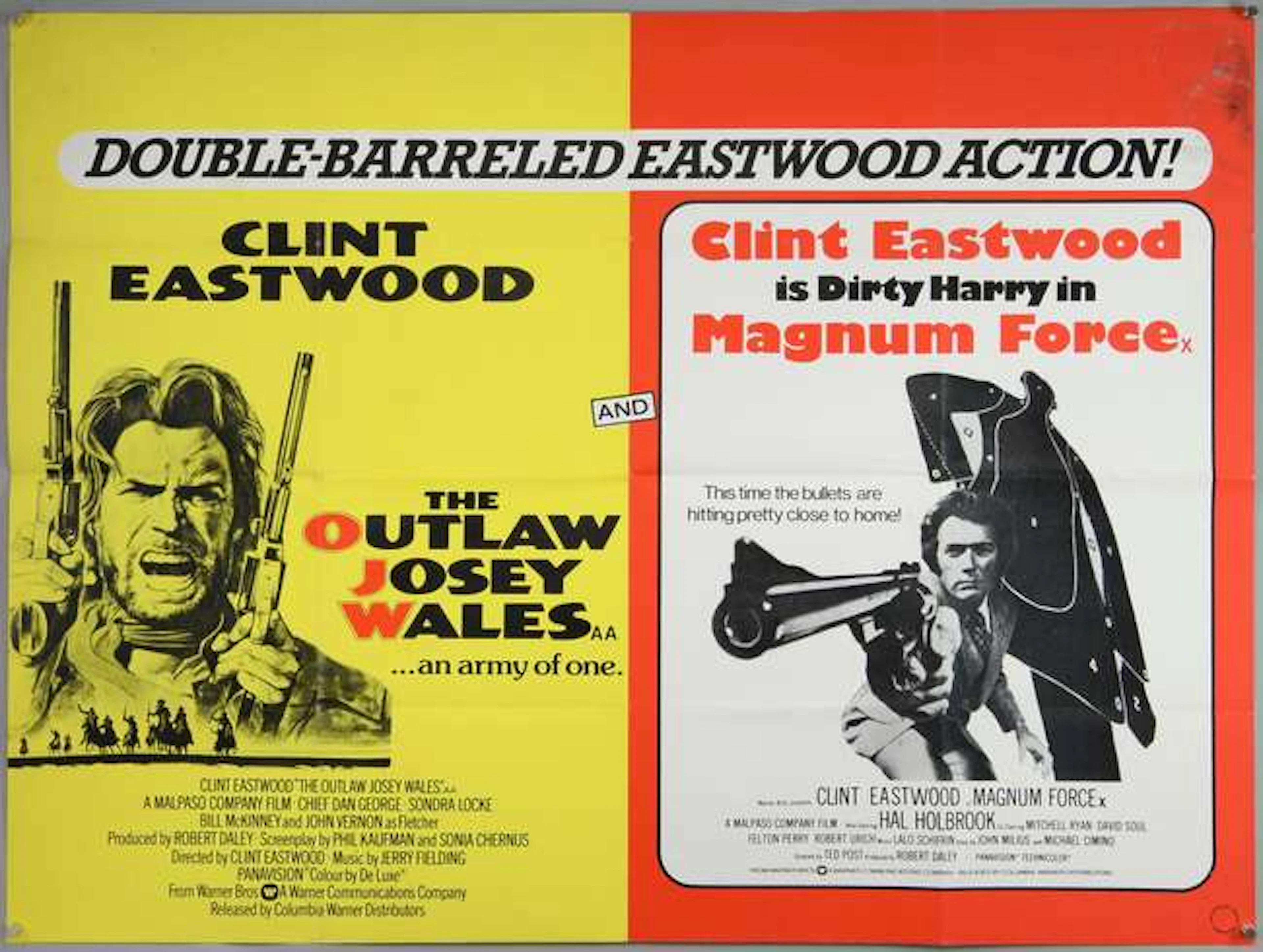 40+ British Quad film posters including The Outlaw Josey Wales / Magnum