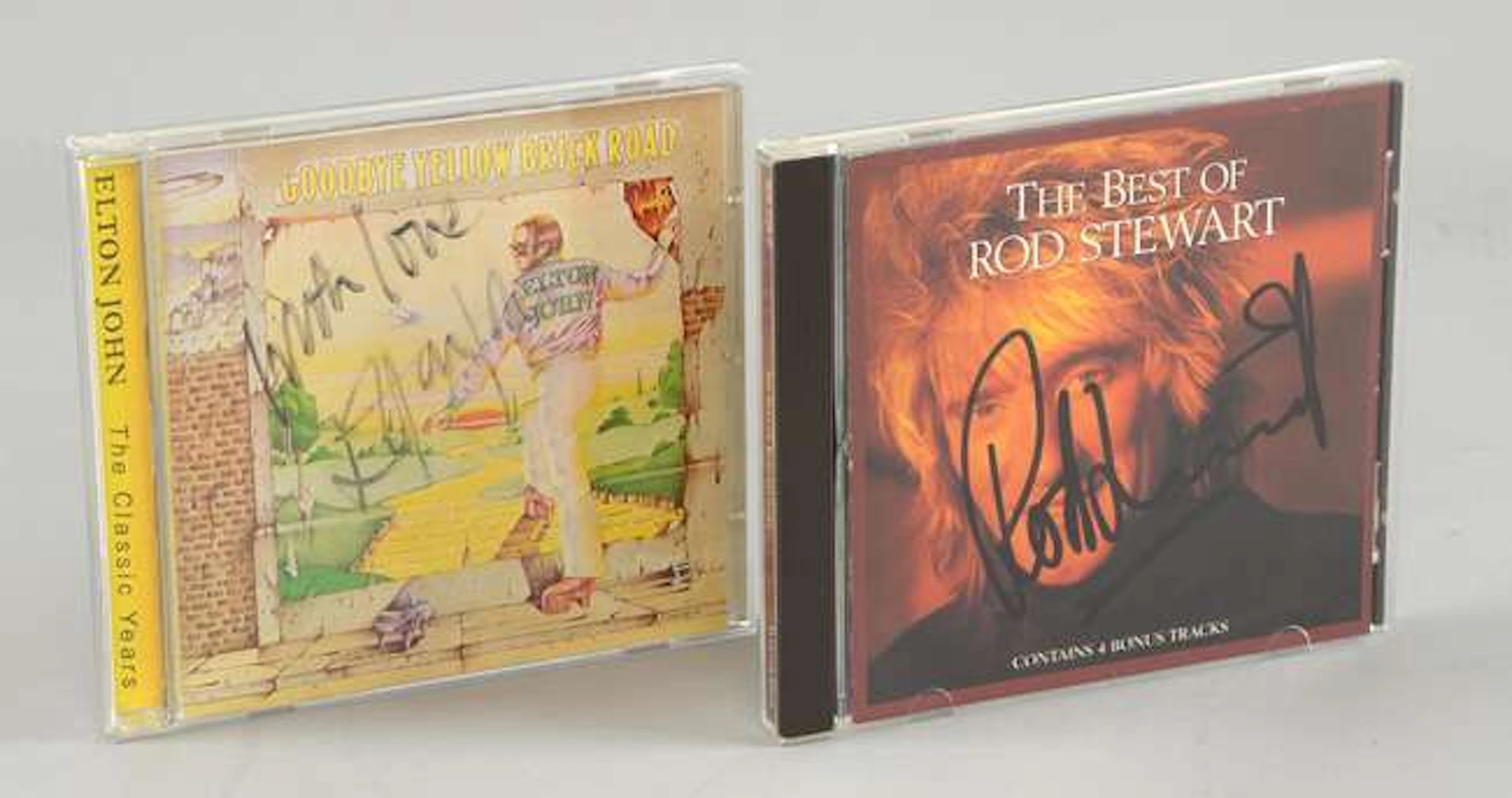 Two signed CD Albums - Elton John Goodbye Yellow Brick Road & Rod