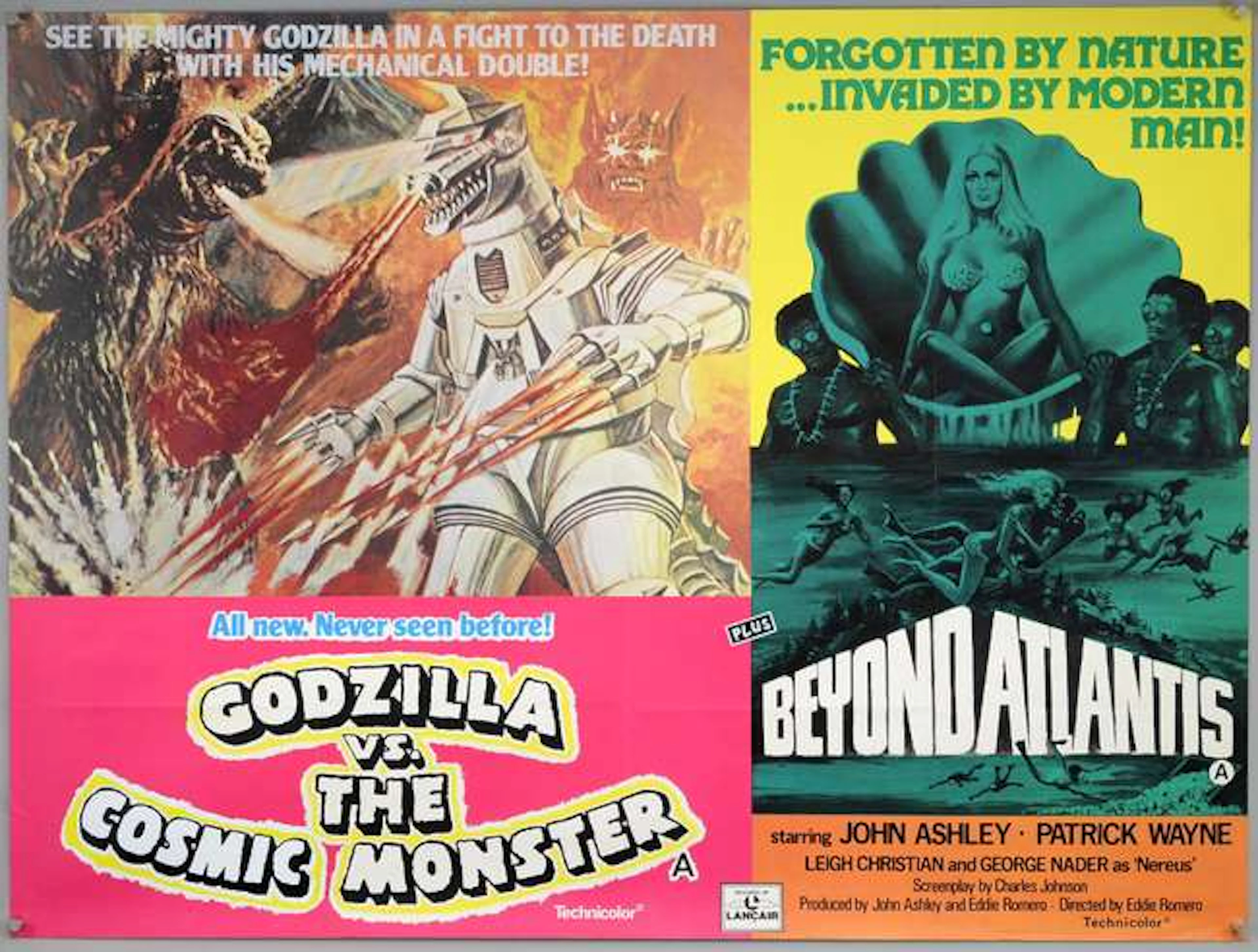 10 British Quad film posters including Godzilla vs The...