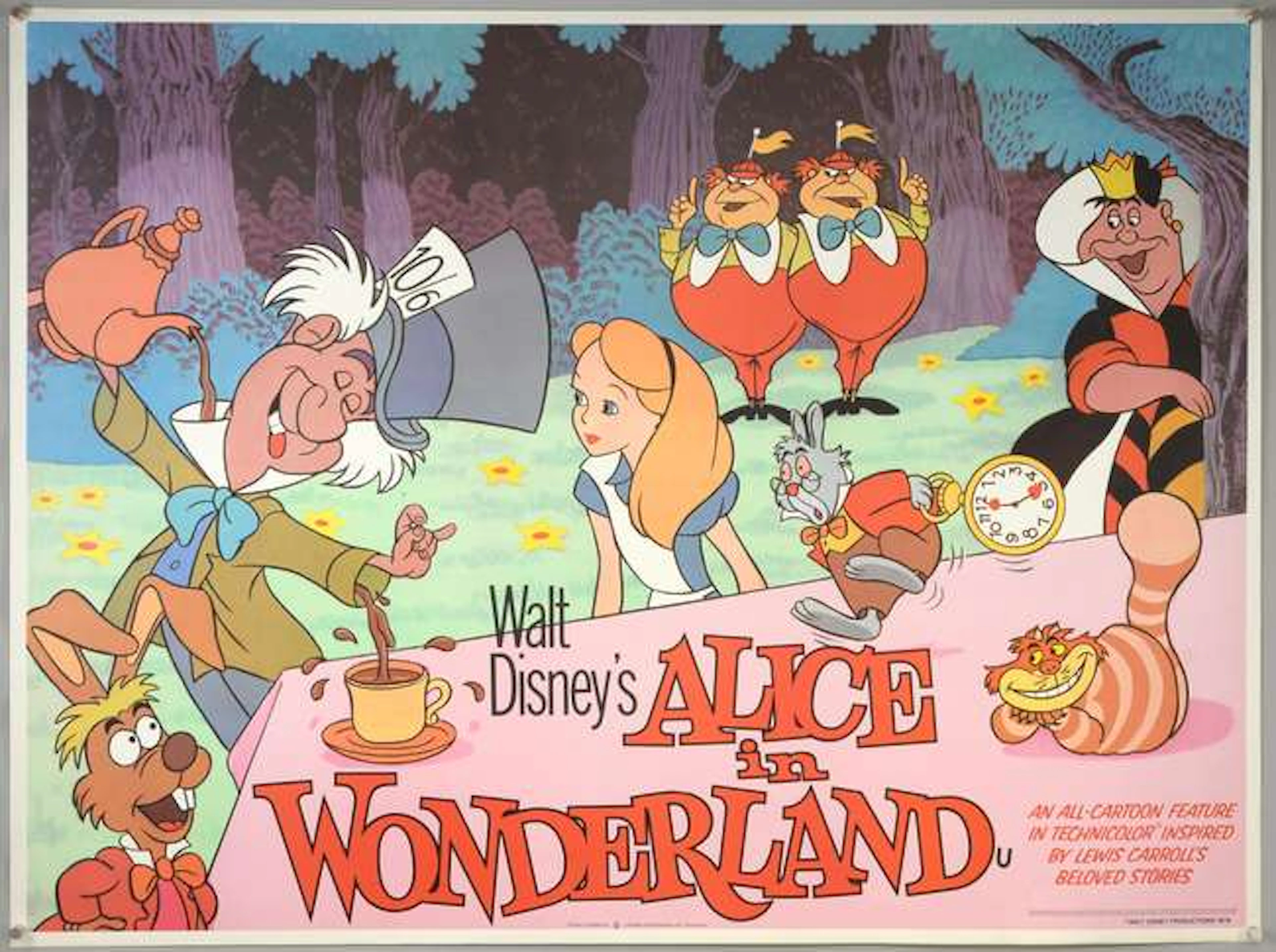 Disney - Four British Quad film posters for Alice In...