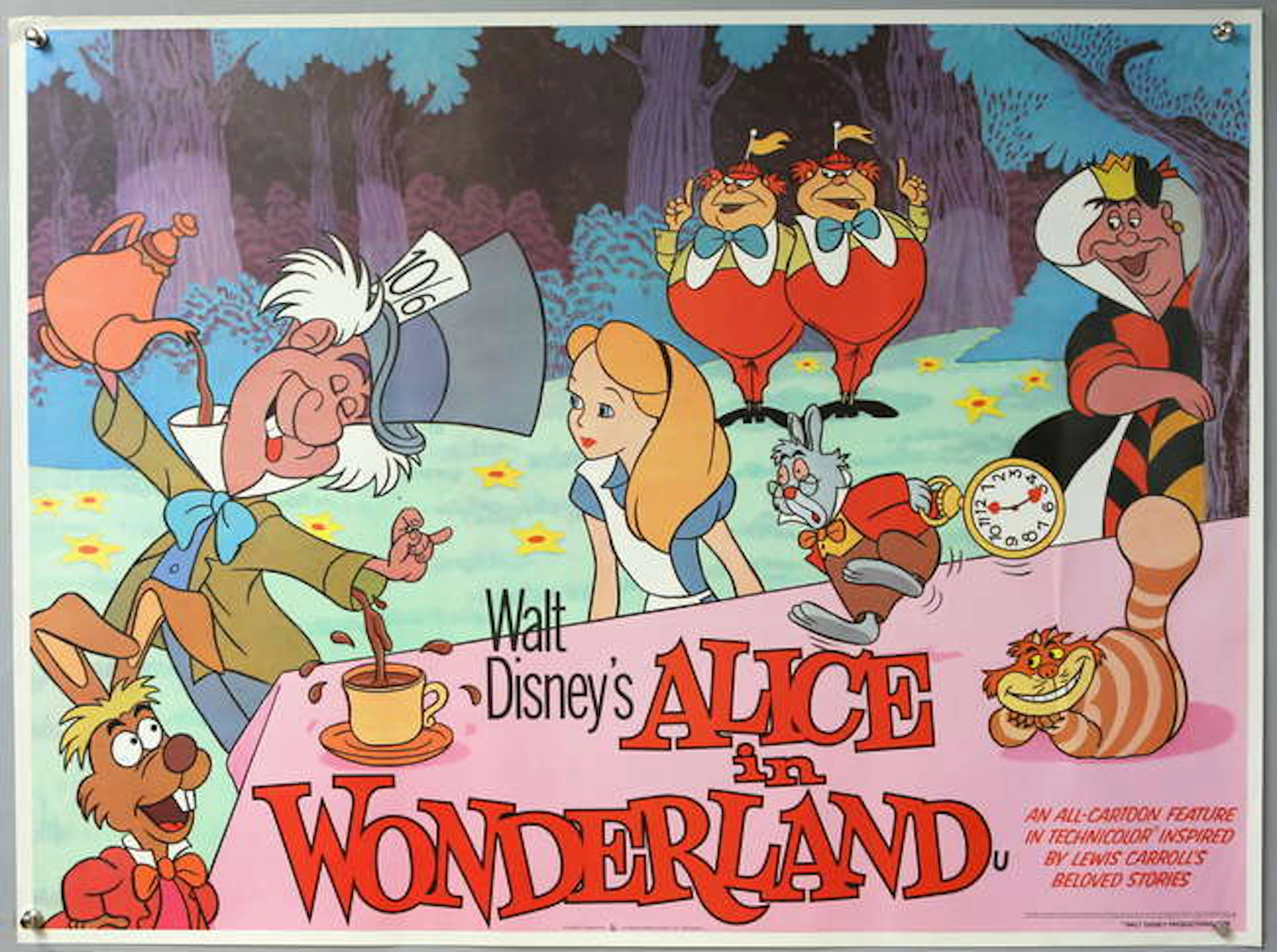 Disney - Three British Quad film posters for Alice In...