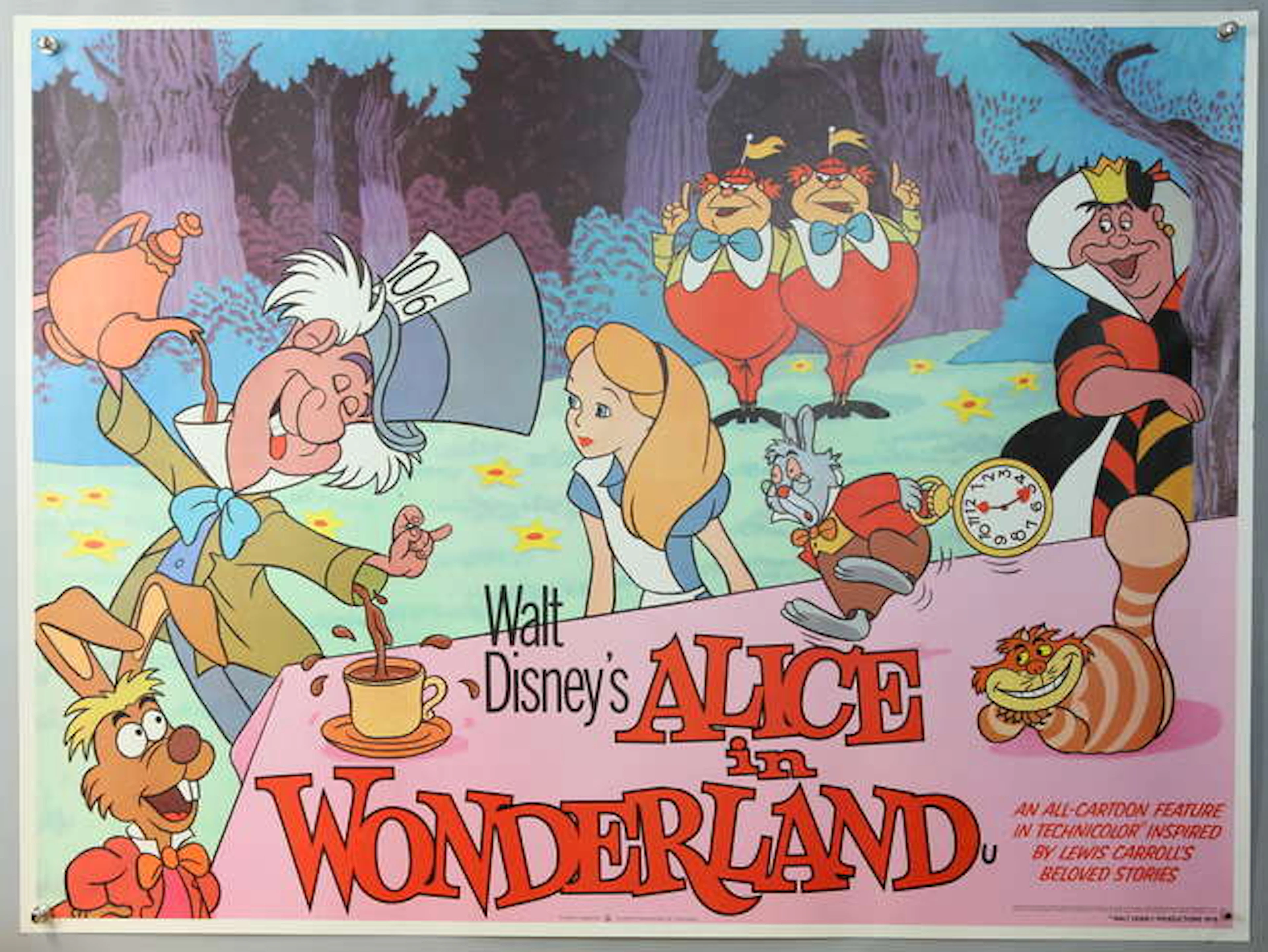 Disney - Three British Quad film posters for Alice In...