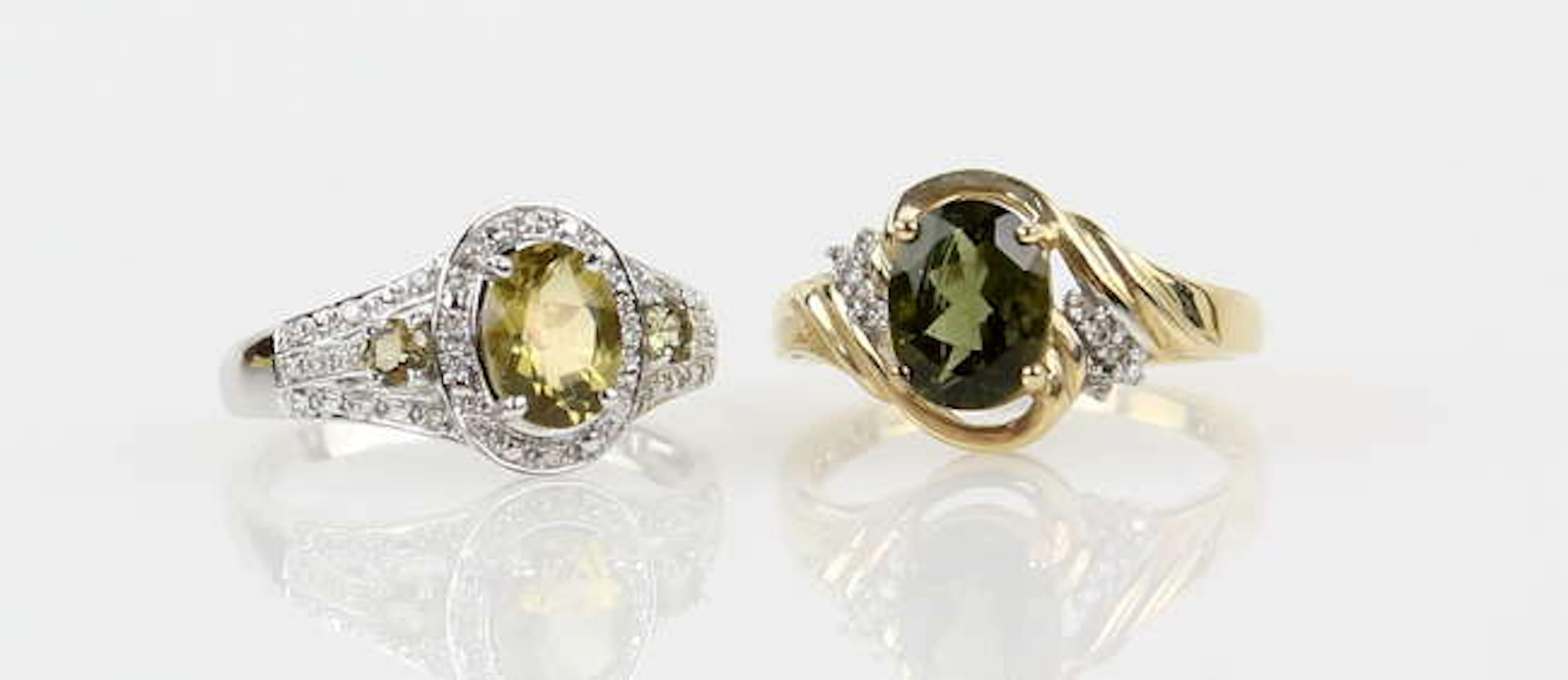 Two green stone rings