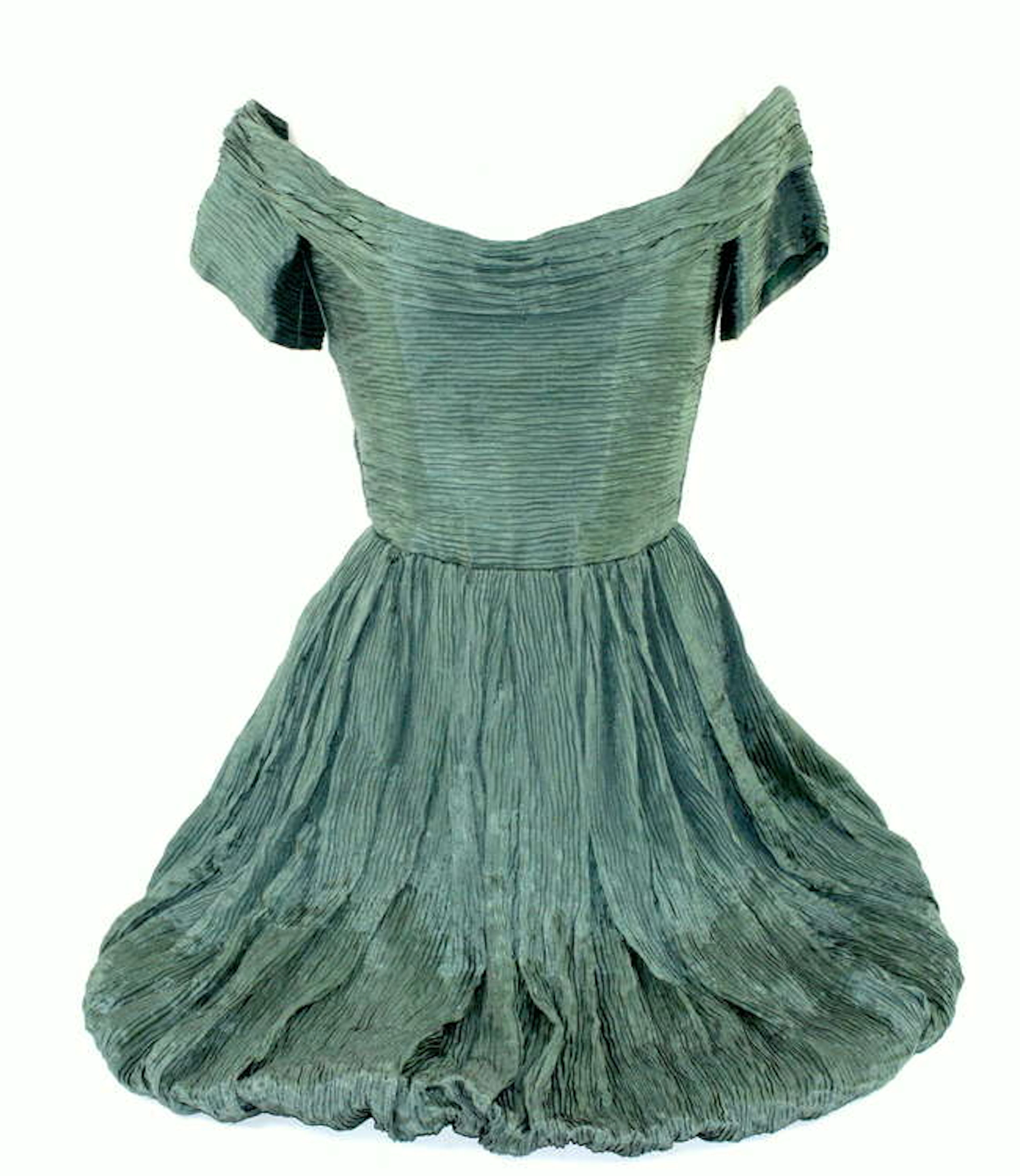 Victor Edelstein Emerald green velvet evening dress