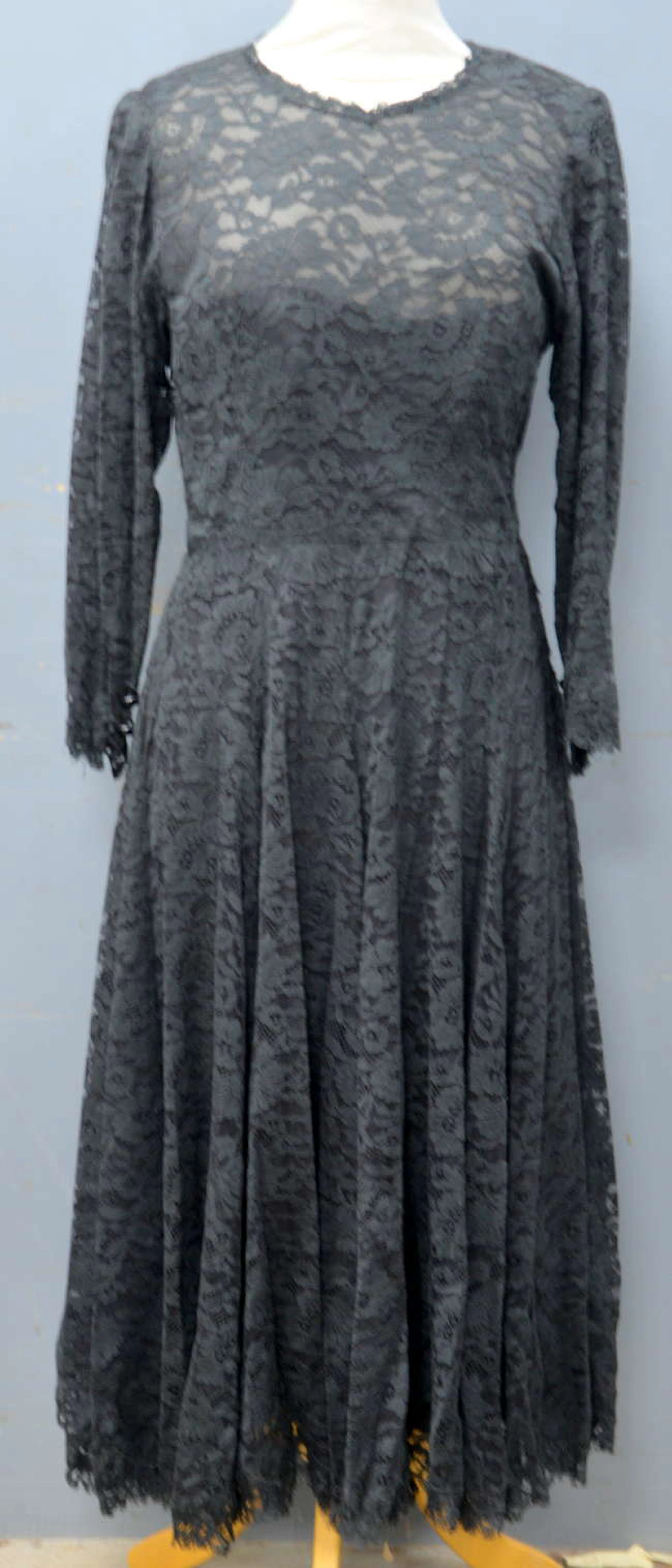 Victor Edelstein Brown velvet trimmed off the shoulder dress with net underskirt