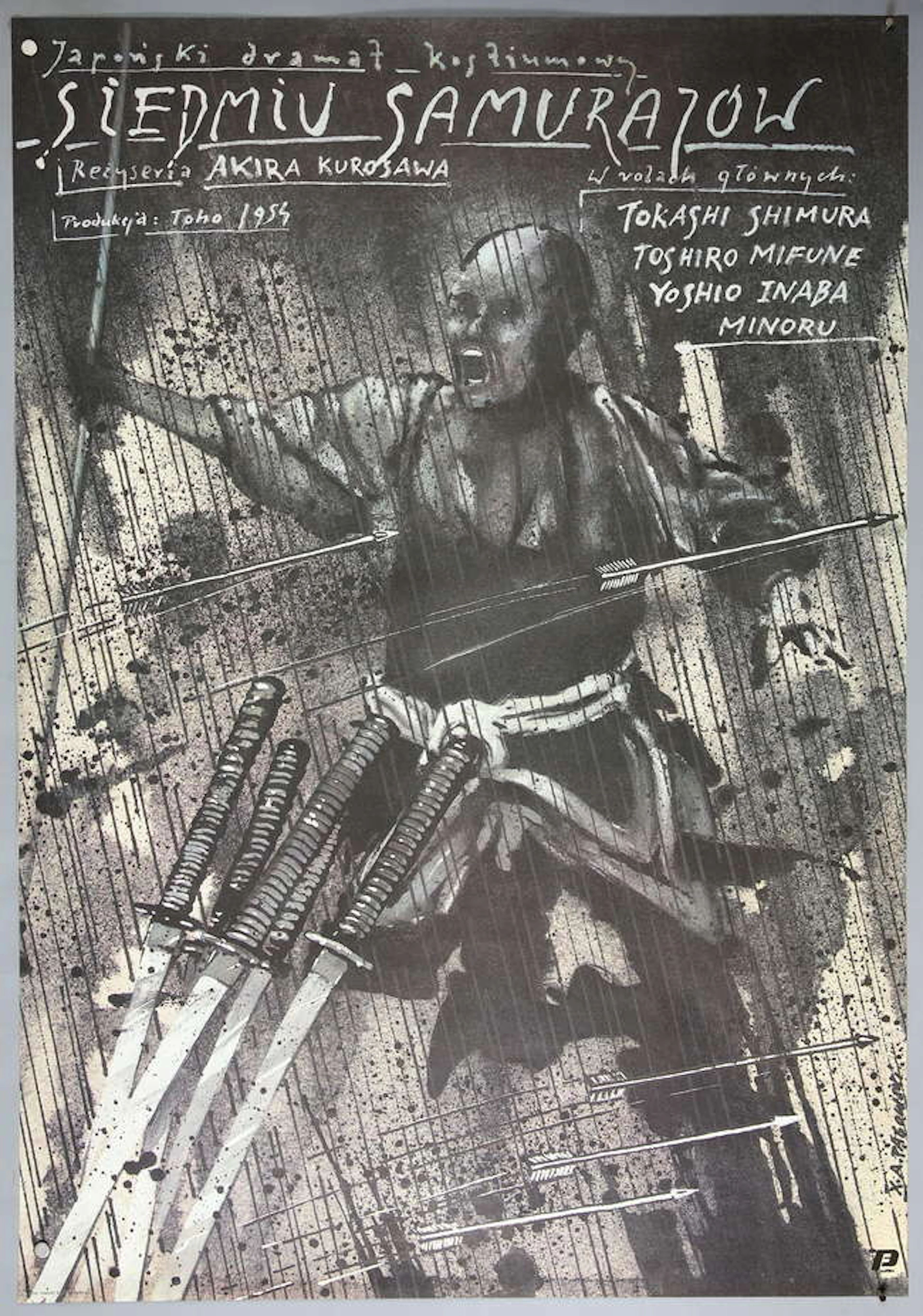 Seven Samurai (1954) Polish B1 cinema poster for the 1987...