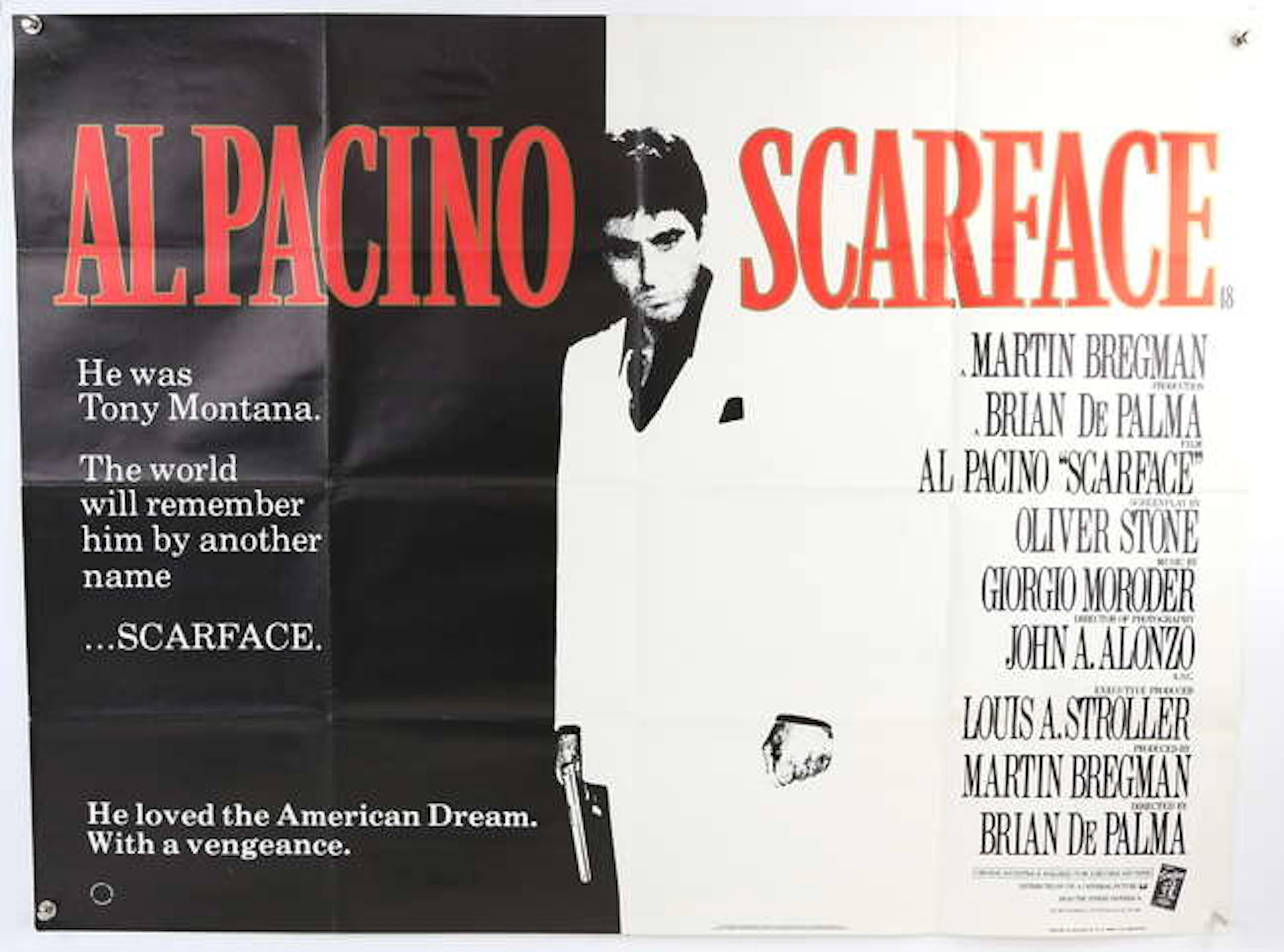 Scarface (1983) British Quad film poster