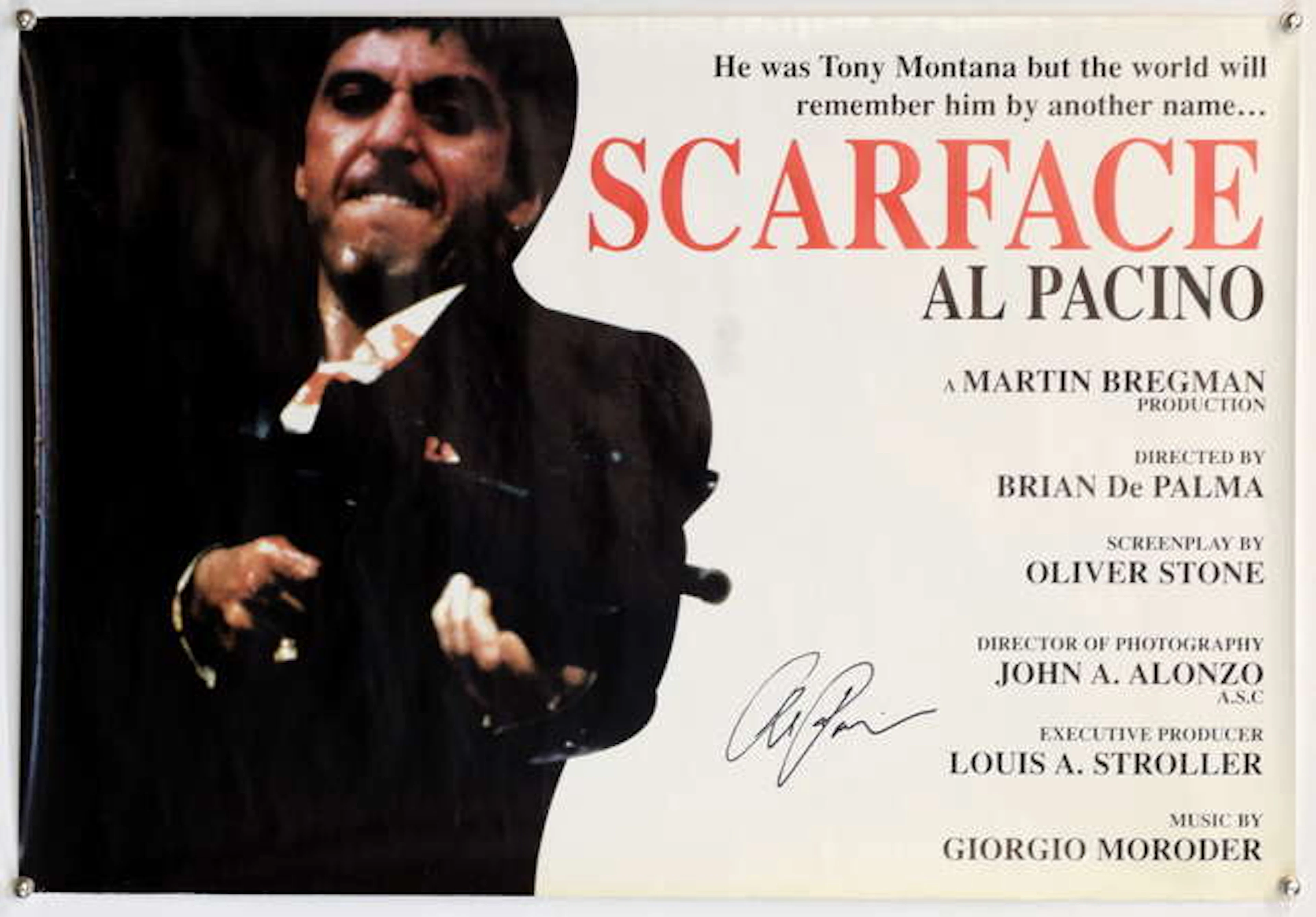 Scarface - Poster signed in black by Al Pacino