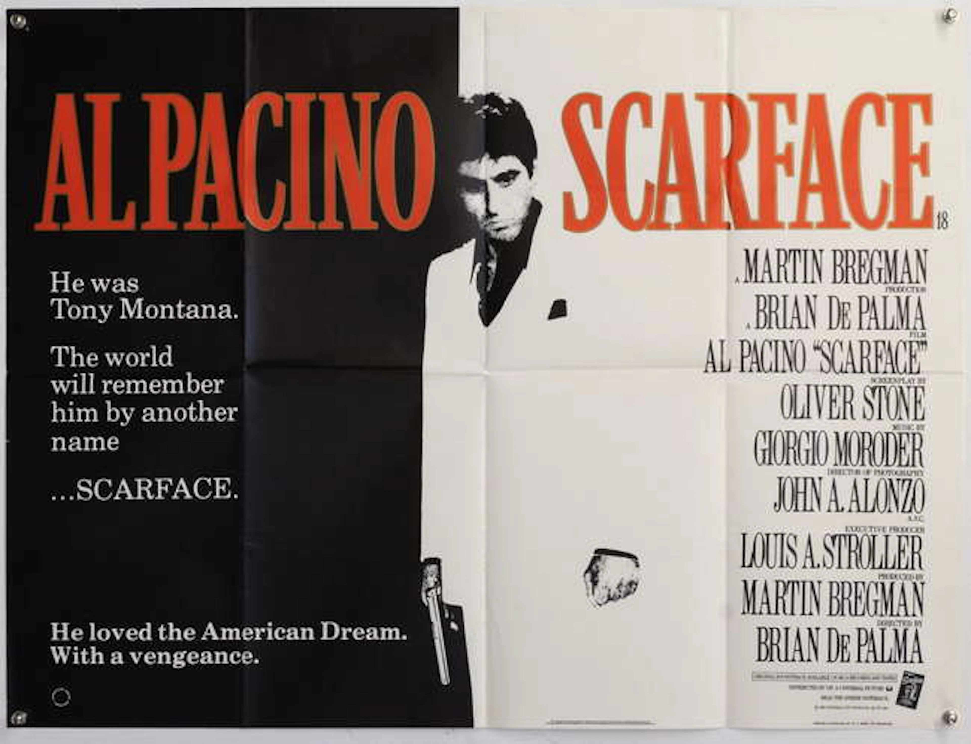 Scarface (1983) British Quad film poster