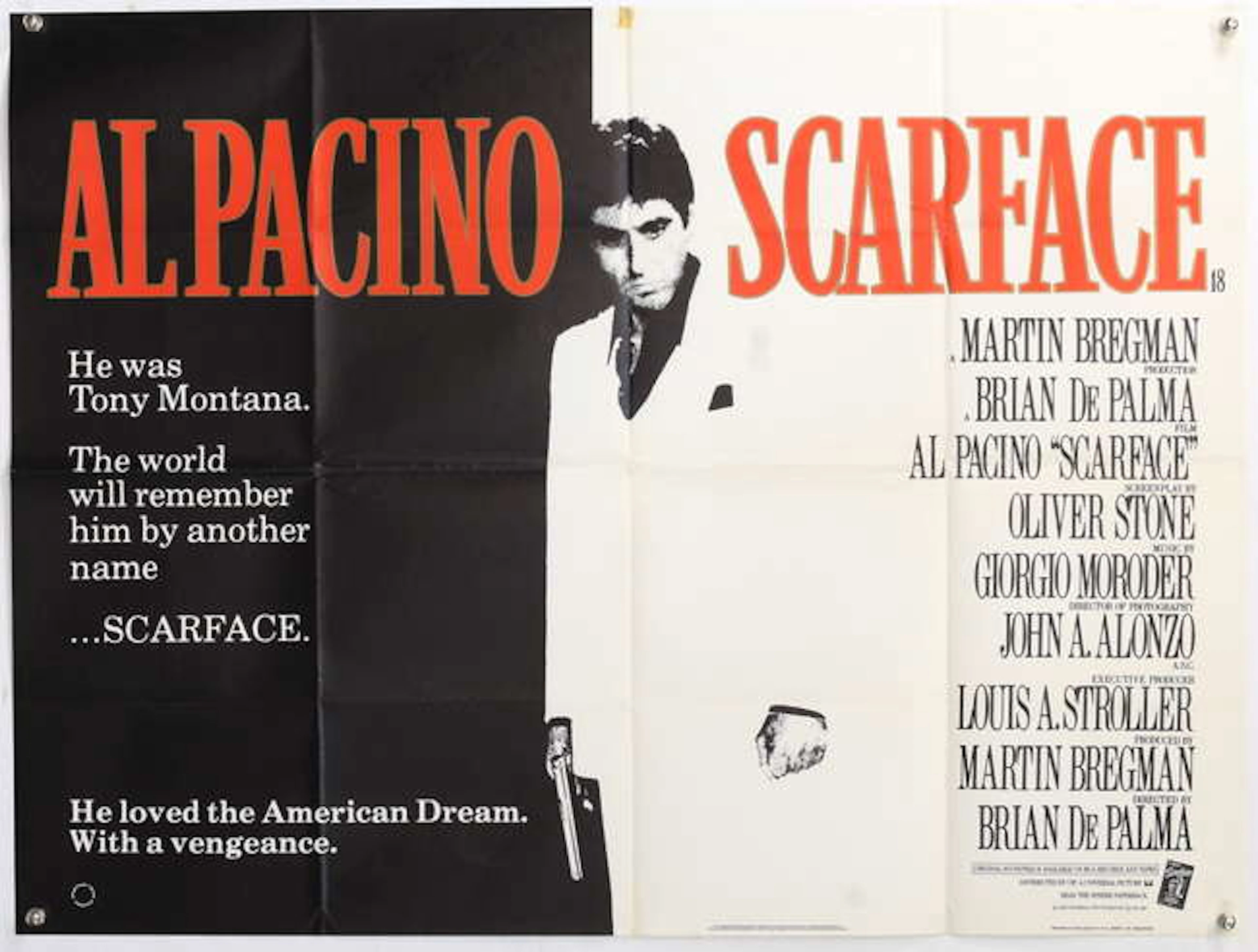 Scarface (1983) British Quad film poster