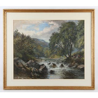 C. S. Charles (19th century), Wooded river scenes, a pair, watercolour