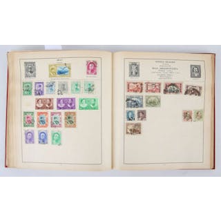 Strand Stamp Album of world stamps with Great Britain 1d black used