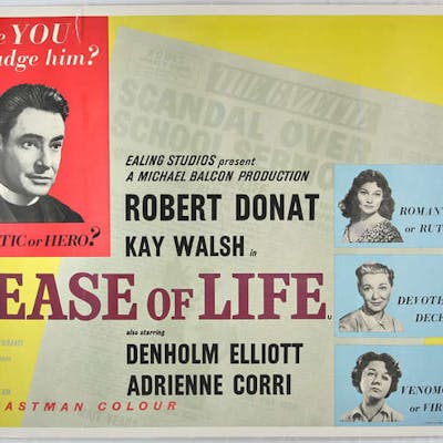 Lease of Life (1954) British Quad film poster, starring Robert Donat
