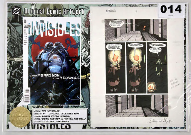 The Invisibles No 4: a page of original hand coloured comic colour ...