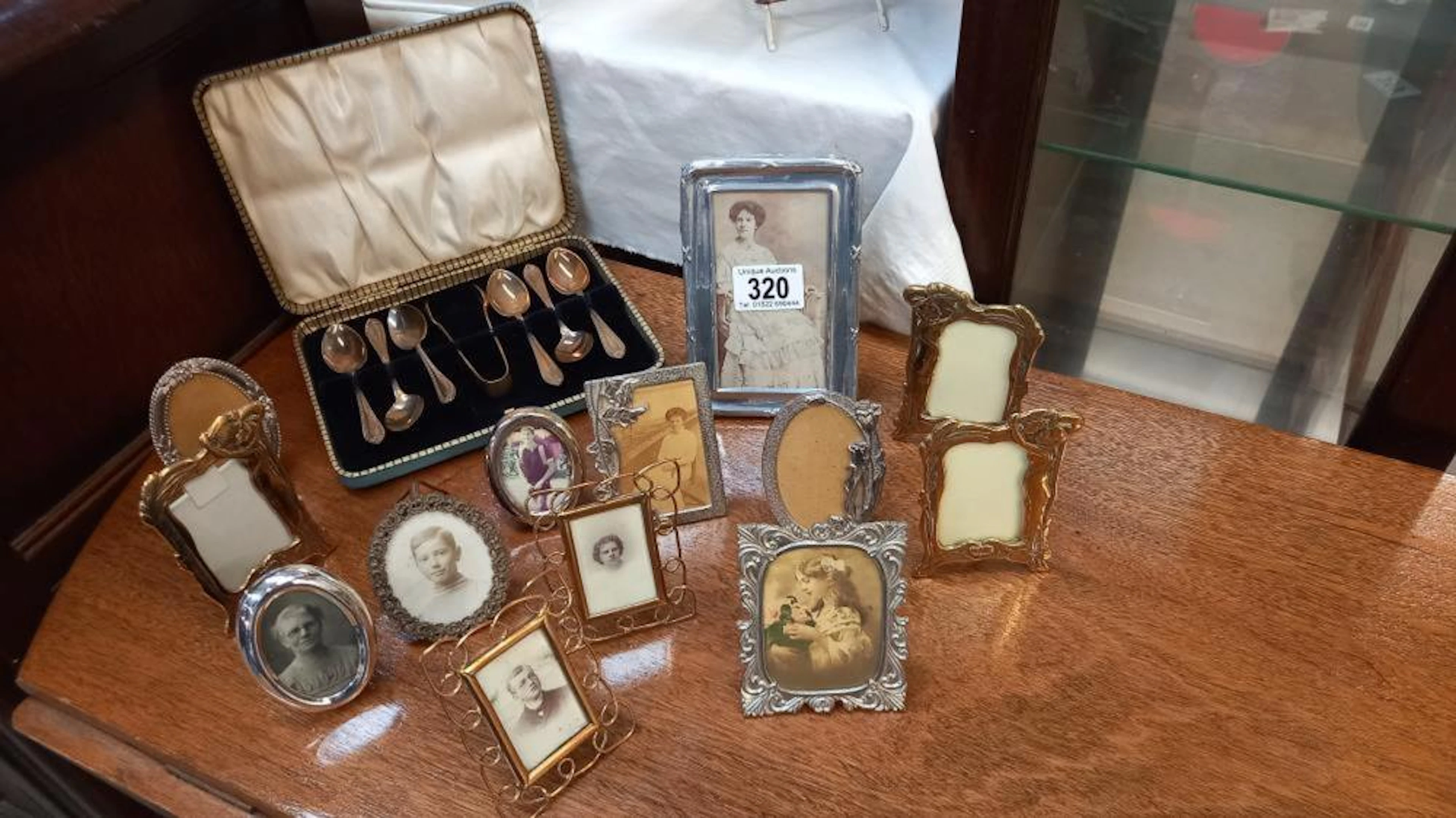 A selection of vintage picture frames including art deco...