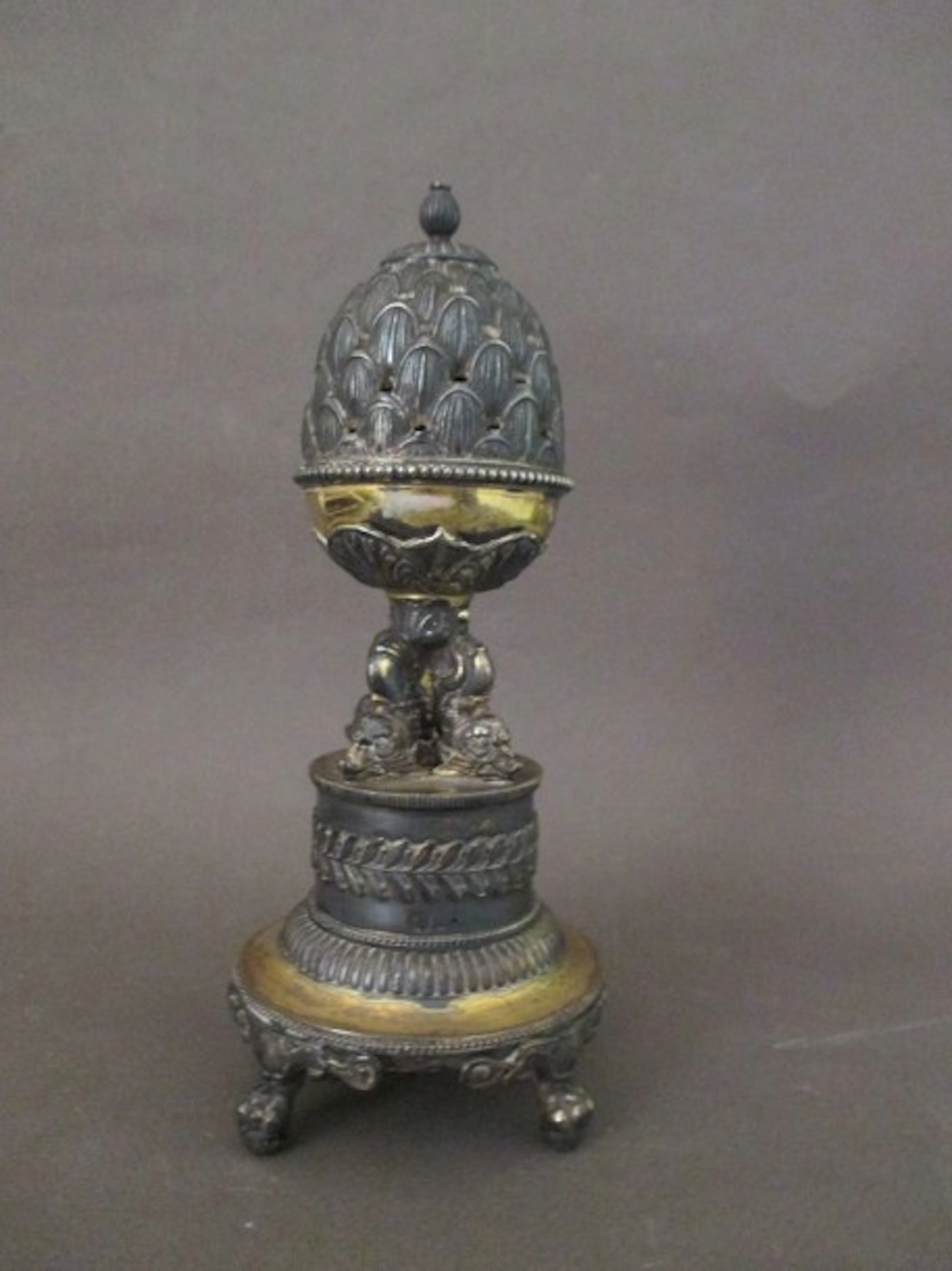 Porte cure-dents en argent et vermeil