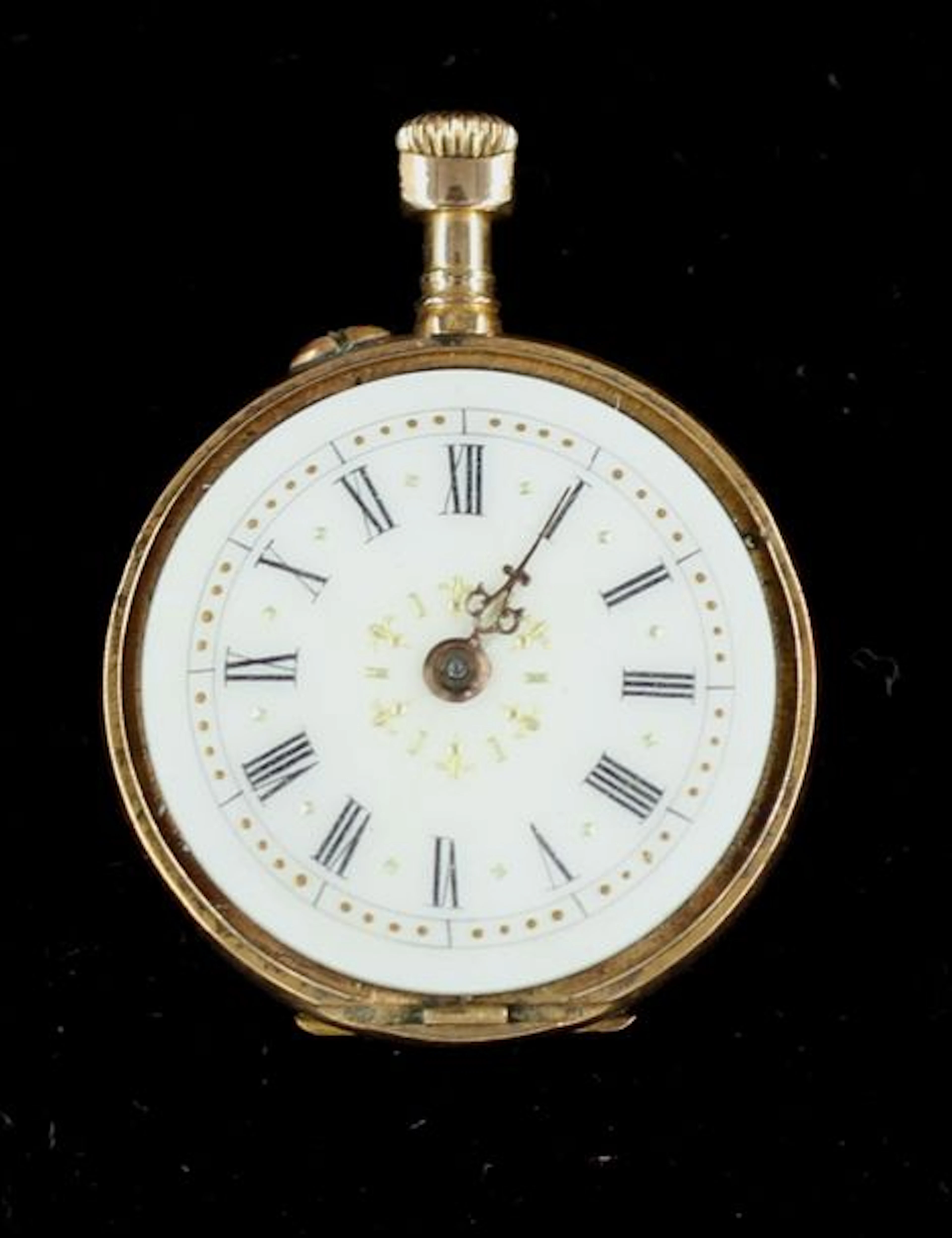 Montre de col en or jaune 18k gravée d'une…