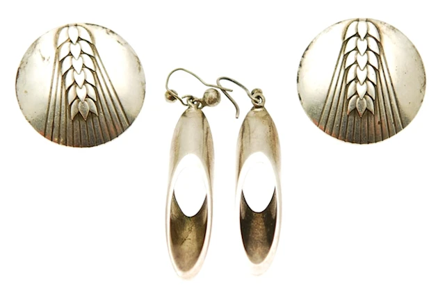 GEORG JENSEN - a pair of 1960's silver circular