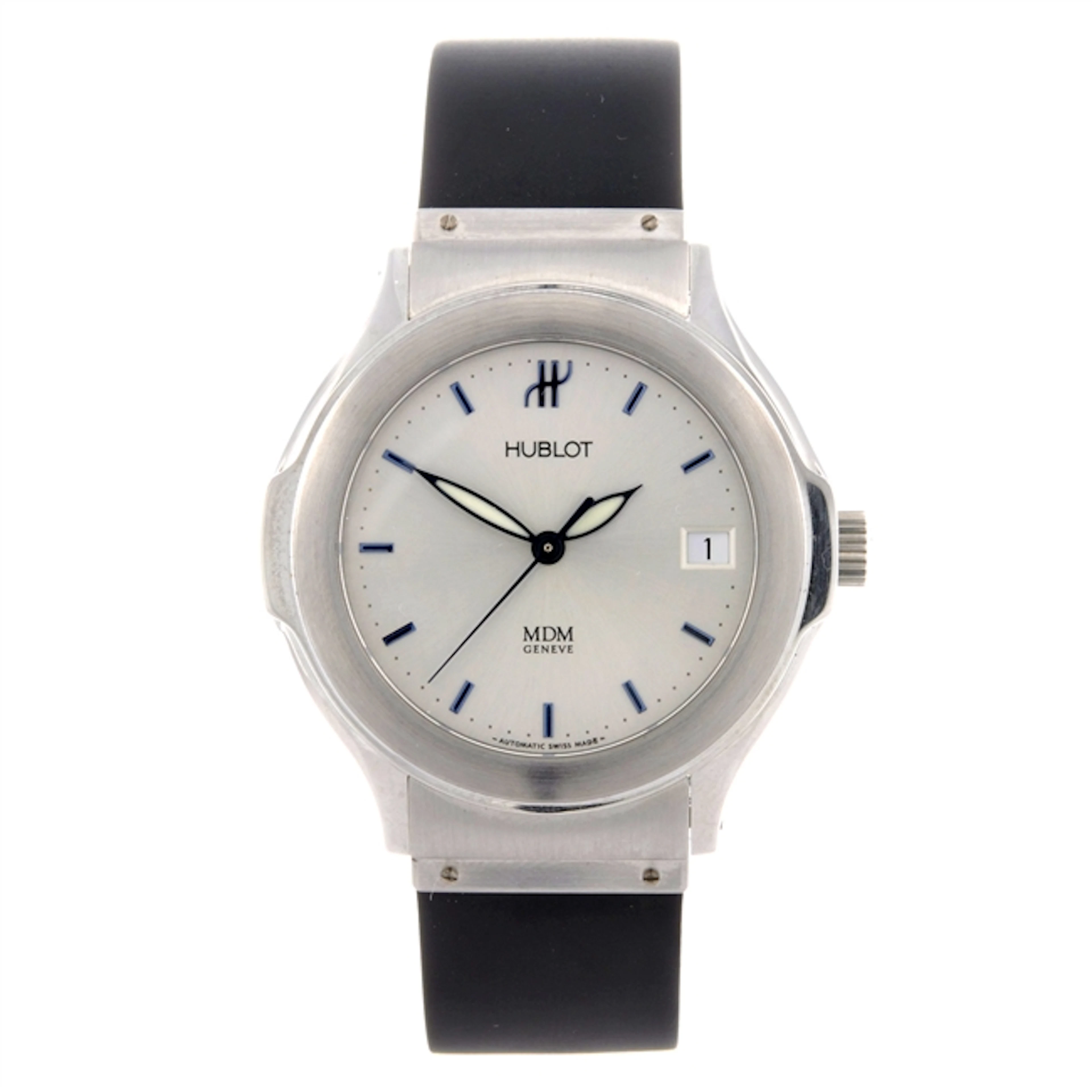 A stainless steel gentleman's Hublot wrist watch.