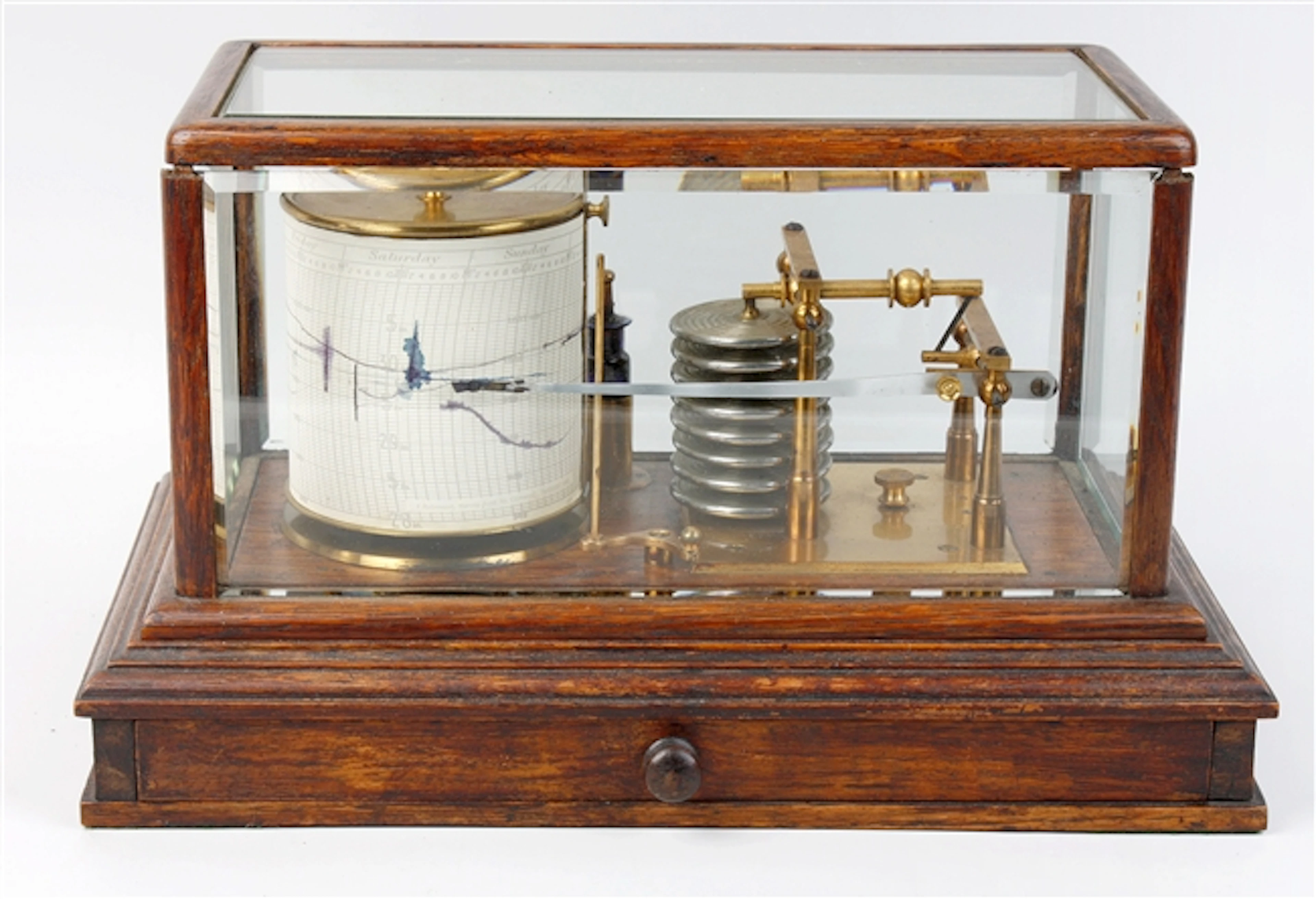 An early 20th century oak-cased barograph