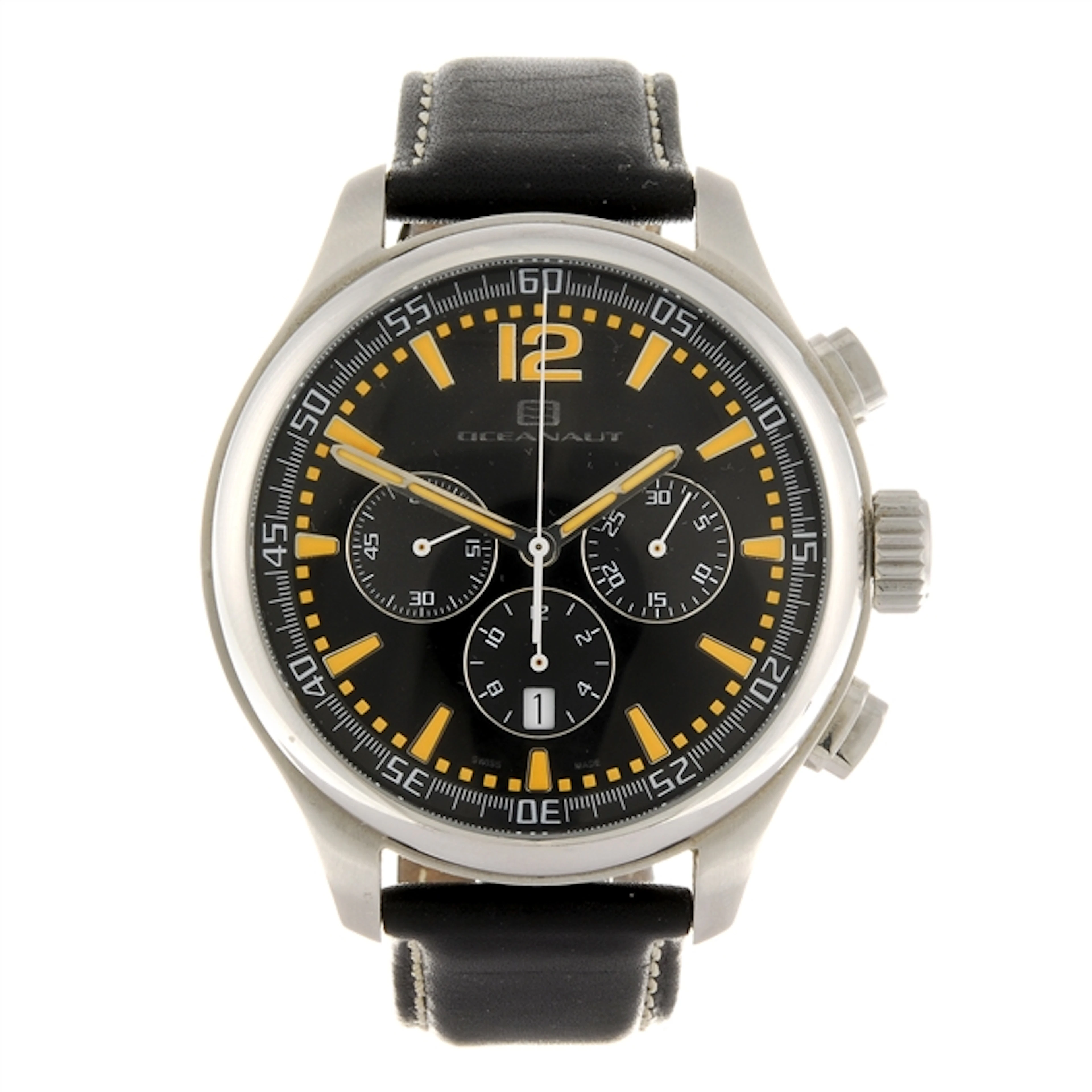 A stainless steel automatic chronograph gentleman's Oceanaut European wrist watch.