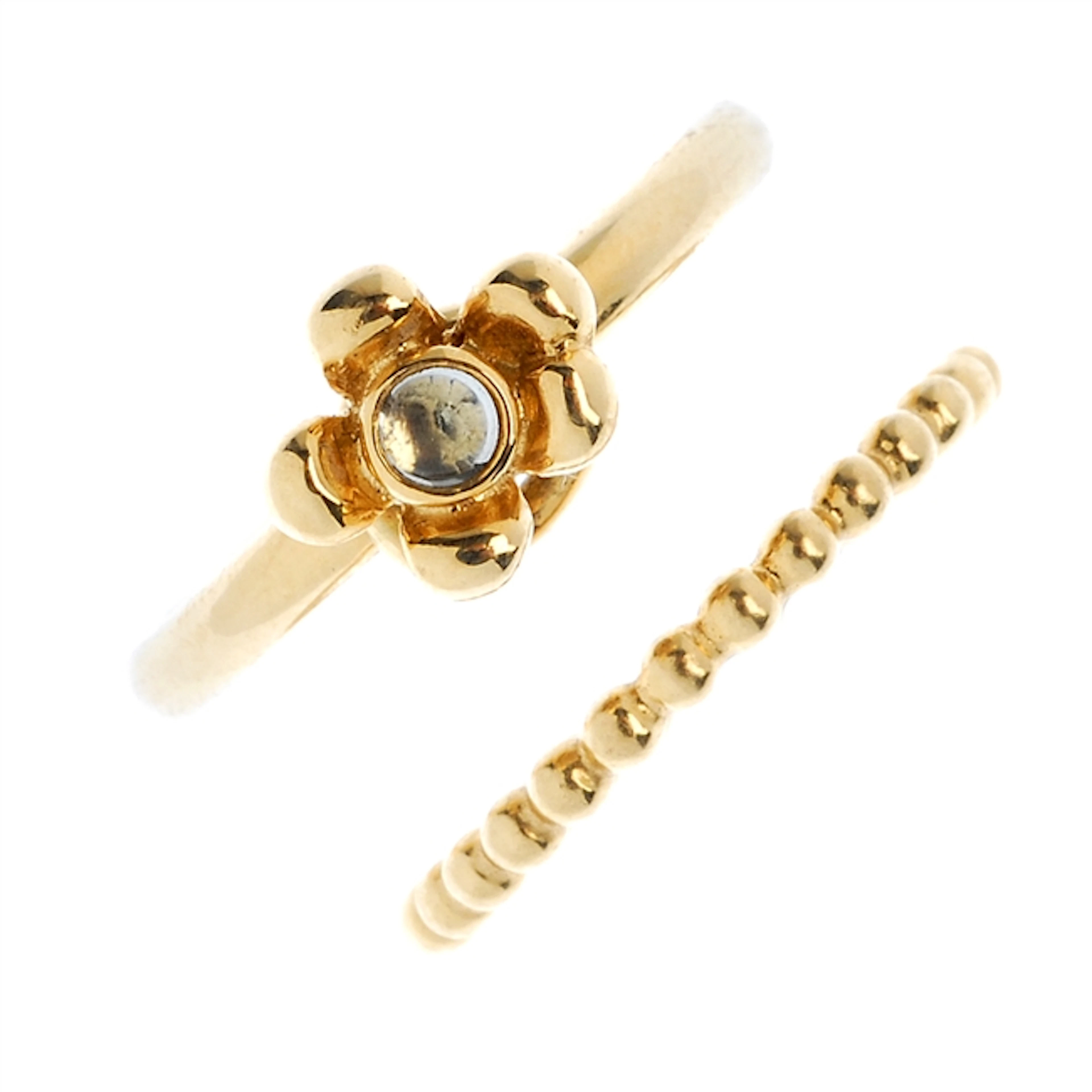 PANDORA - two 14ct gold rings.