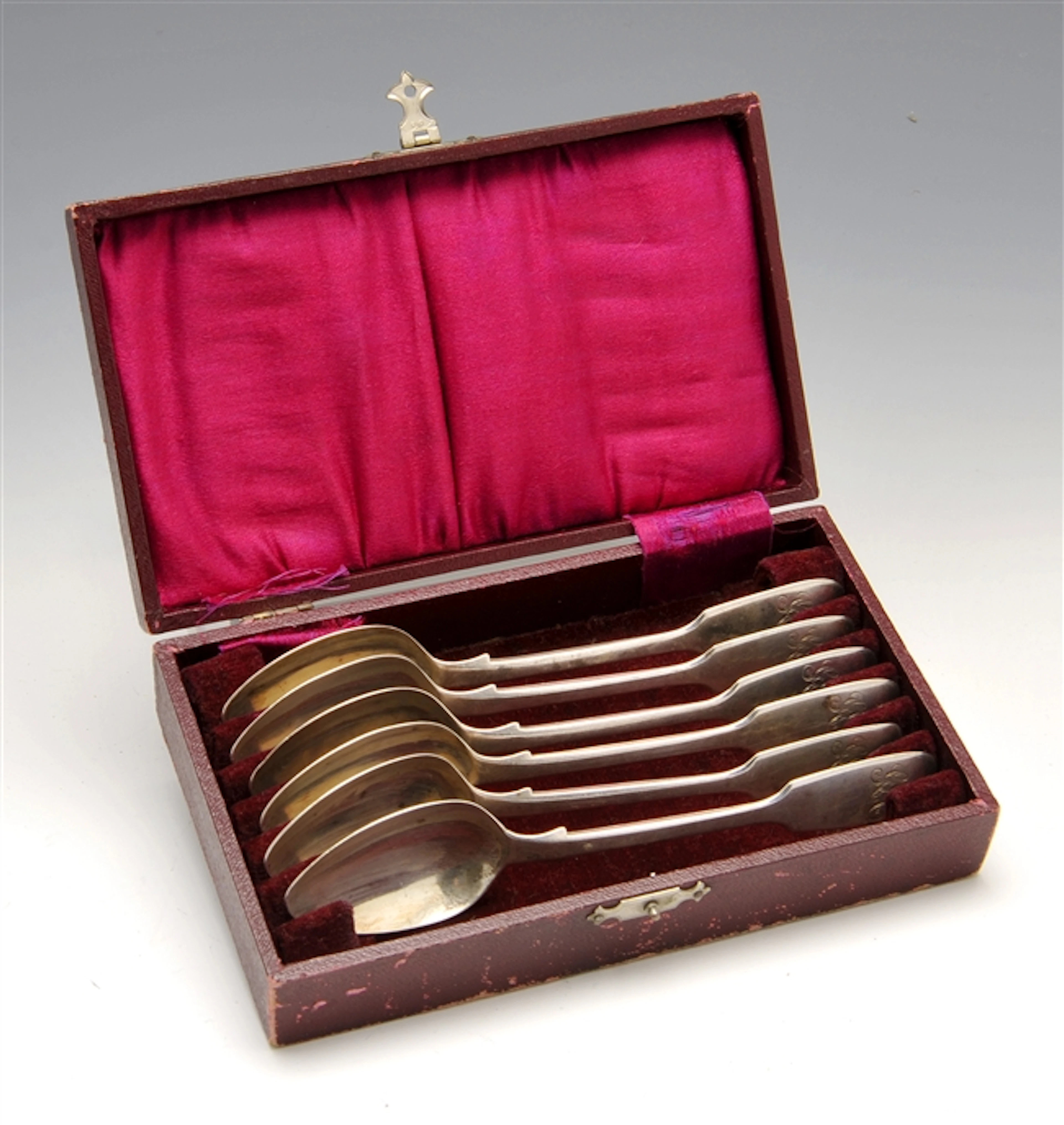 A Victorian set of six silver teaspoons & agricultural presentation spoon.